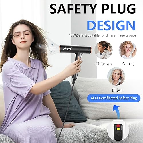 Miniatura 3 de Secador de pelo iónico profesional con difusor, secador compacto de alta velocidad con difusor magnético, motor sin escobillas de 110000 RPM,