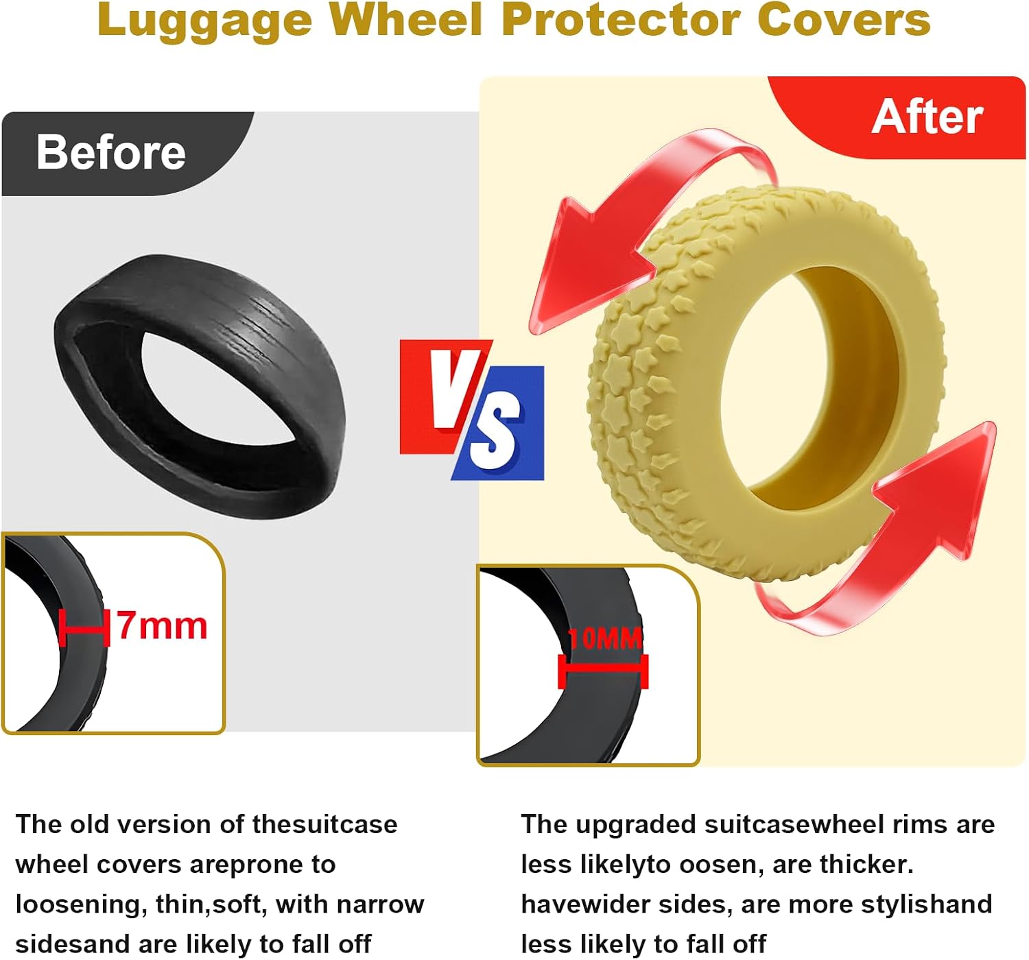8PCS Silicone Luggage Wheel Cover for 2-2.4"Luggage Wheel Protector,Caramel image 4