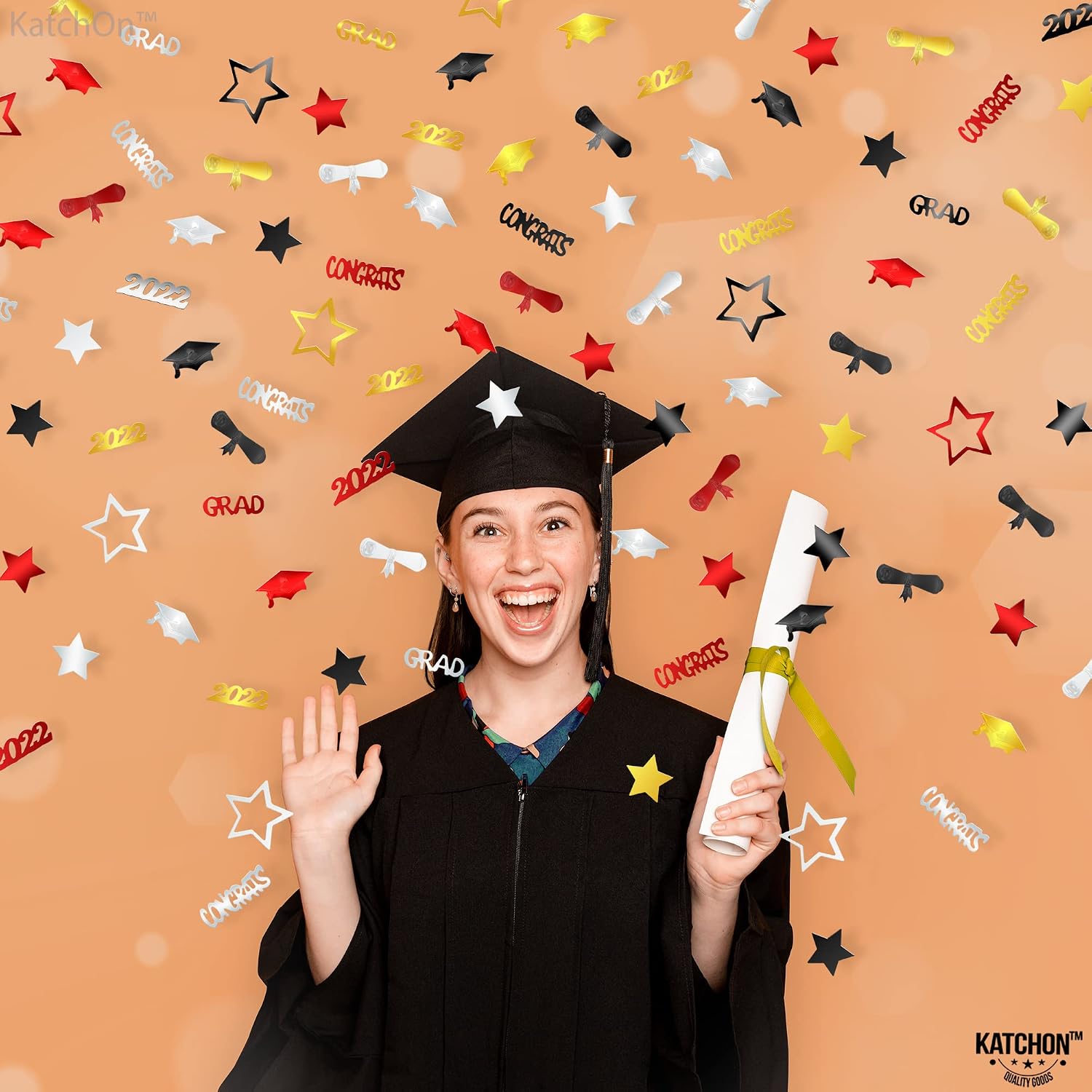 Congrats Grad Graduation Confetti 2022 - Pack of 1300 | Red and Black Graduation Decorations 2022 | Graduation Table Decorations | Congrats Grad Confetti 2022 for Graduation Party Decorations 2022