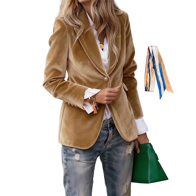Velvet Blazer for Women Suit Jackets Business Winter Coats for Women Long Wool Pea Single Breasted Jacket Work