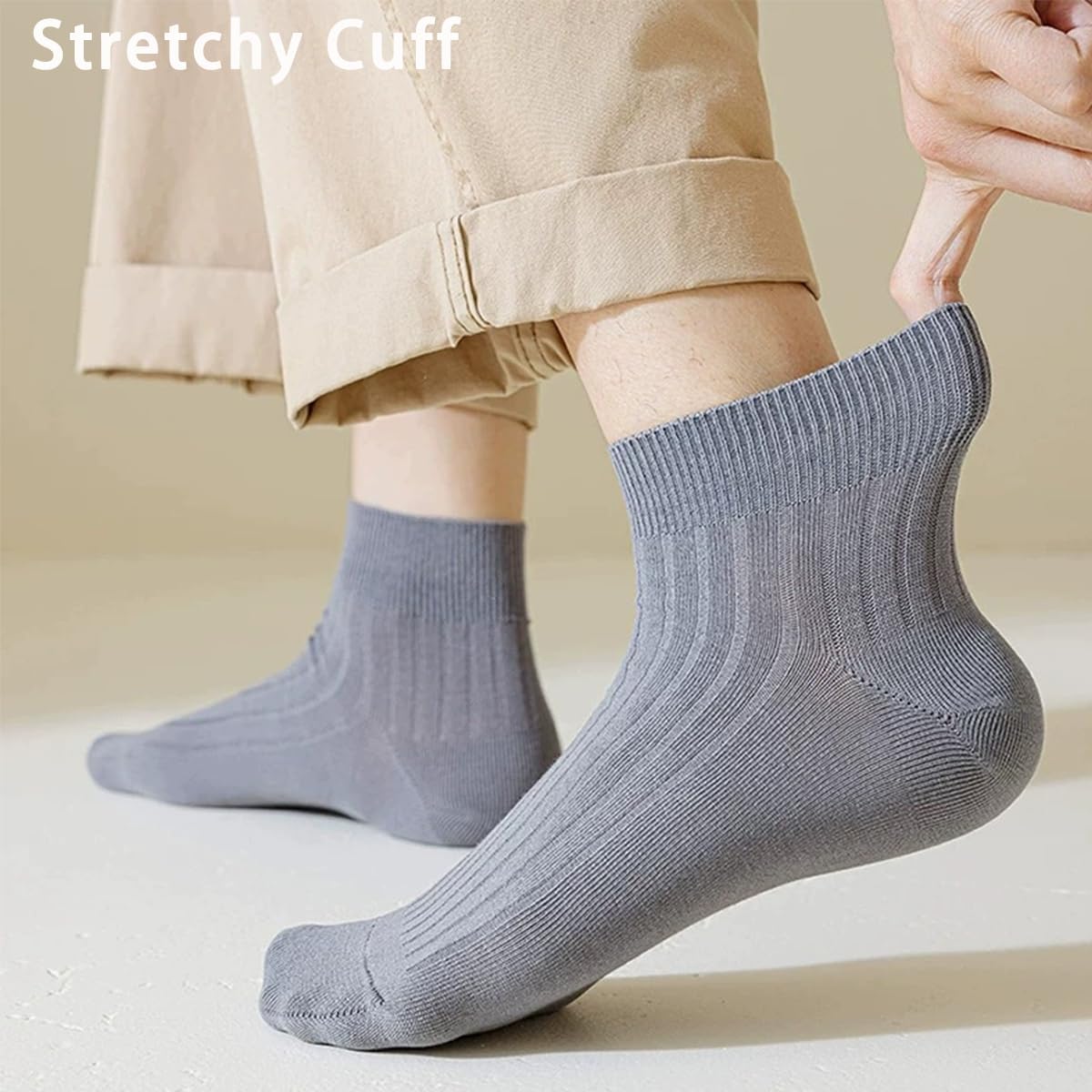 10 Pairs Men's Double-Needle Cotton Ankle Socks, Spring & Summer, Soft Breathable Casual No-Show Socks