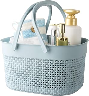 rejomiik Portable Shower Caddy Basket - BPA-Free Plastic Storage Tote with Handles for Dorm, Gym, Bathroom, Blue
