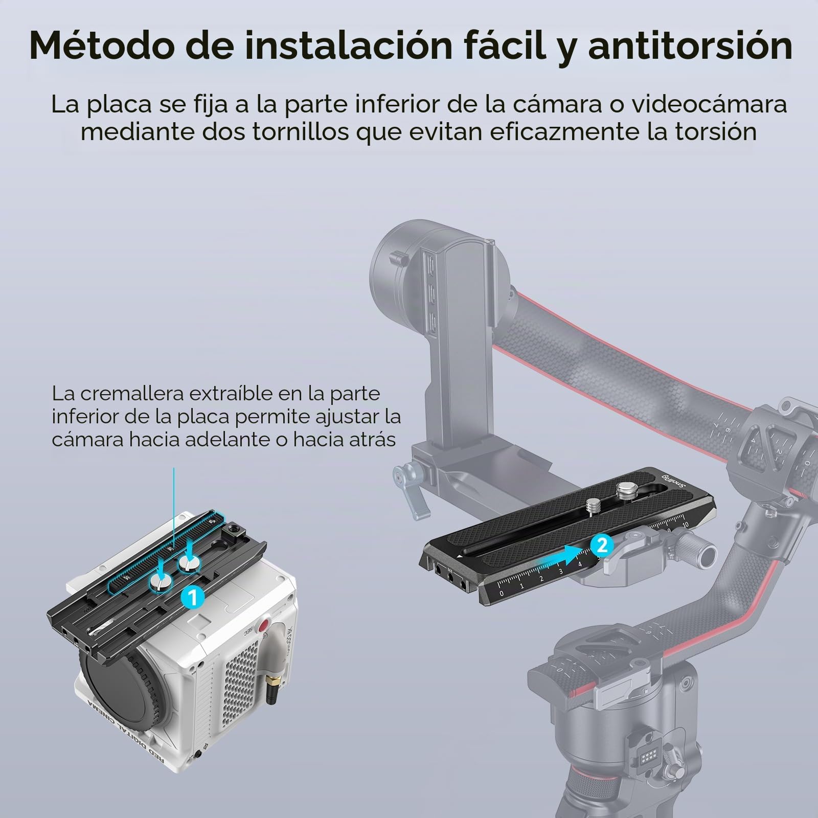 SMALLRIG Placa de Liberación Rápida para MFT-Type Compatible con dji RS 2 / RSC 2 / Ronin-S/RS 3 / RS 3 Pro/RS 4 / RS 4 Pro - 3158B