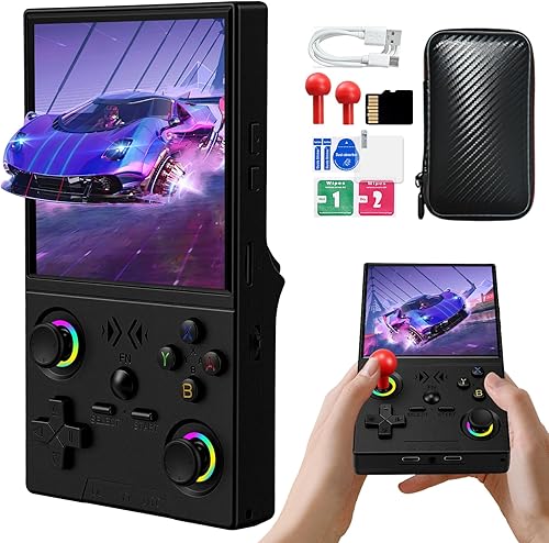 XF40V - Consola de juegos de mano retro, consola de juegos retro con pantalla IPS de 4.0 pulgadas, sistema Linux integrado de 64G, sistema Linux de