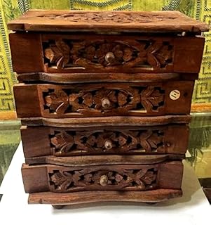 لمحبي التحف --- منظم اكسسوارات هندي مستورد مصنوع يدويًا من خشب شيمام فاخر متعدد الالوان الألوان