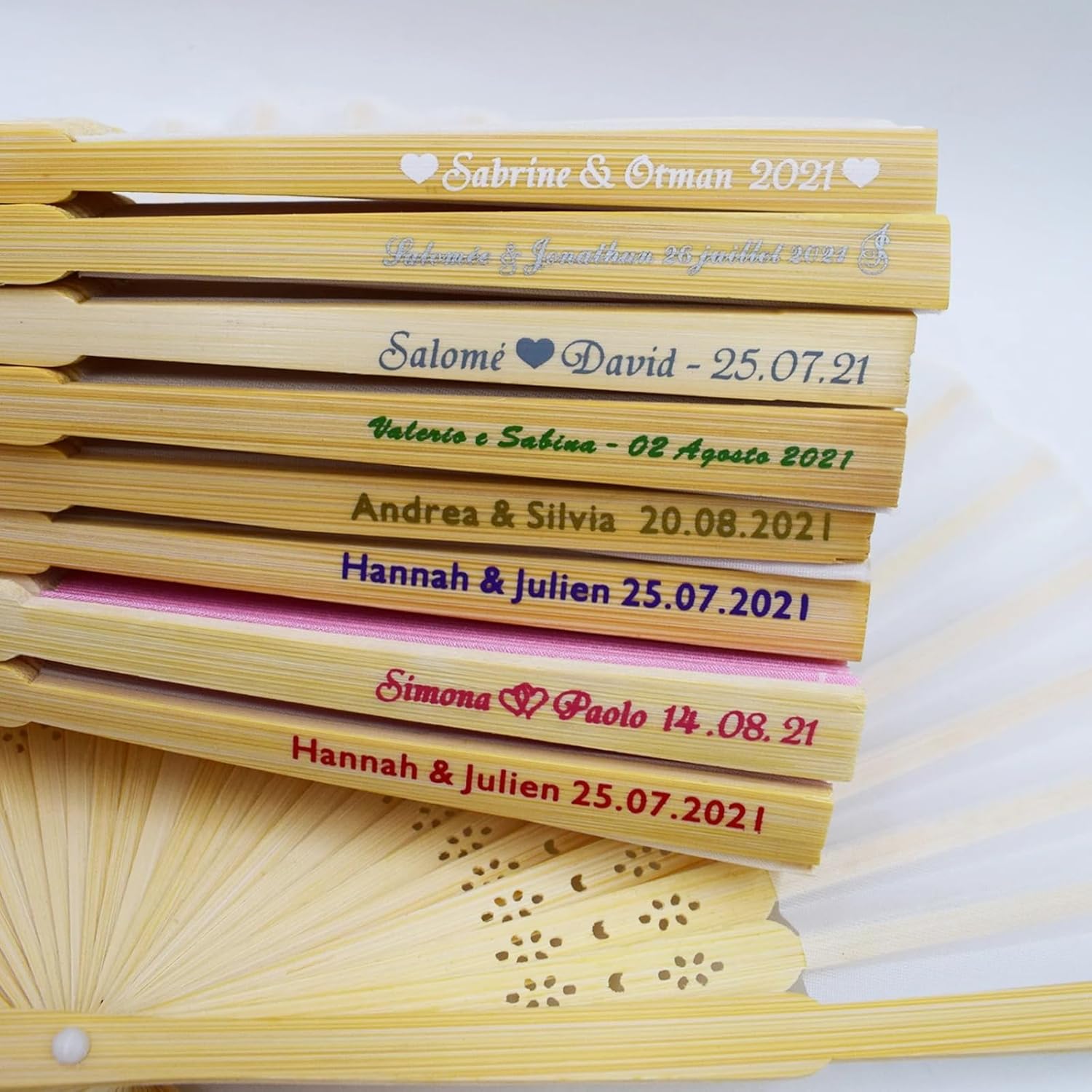 mxn Personalized Print Engrave Wedding Favor Silk Fan Customized Name Cloth Fabric Hand Fans White Wedding Gift Fans Party Favor (20pcs)