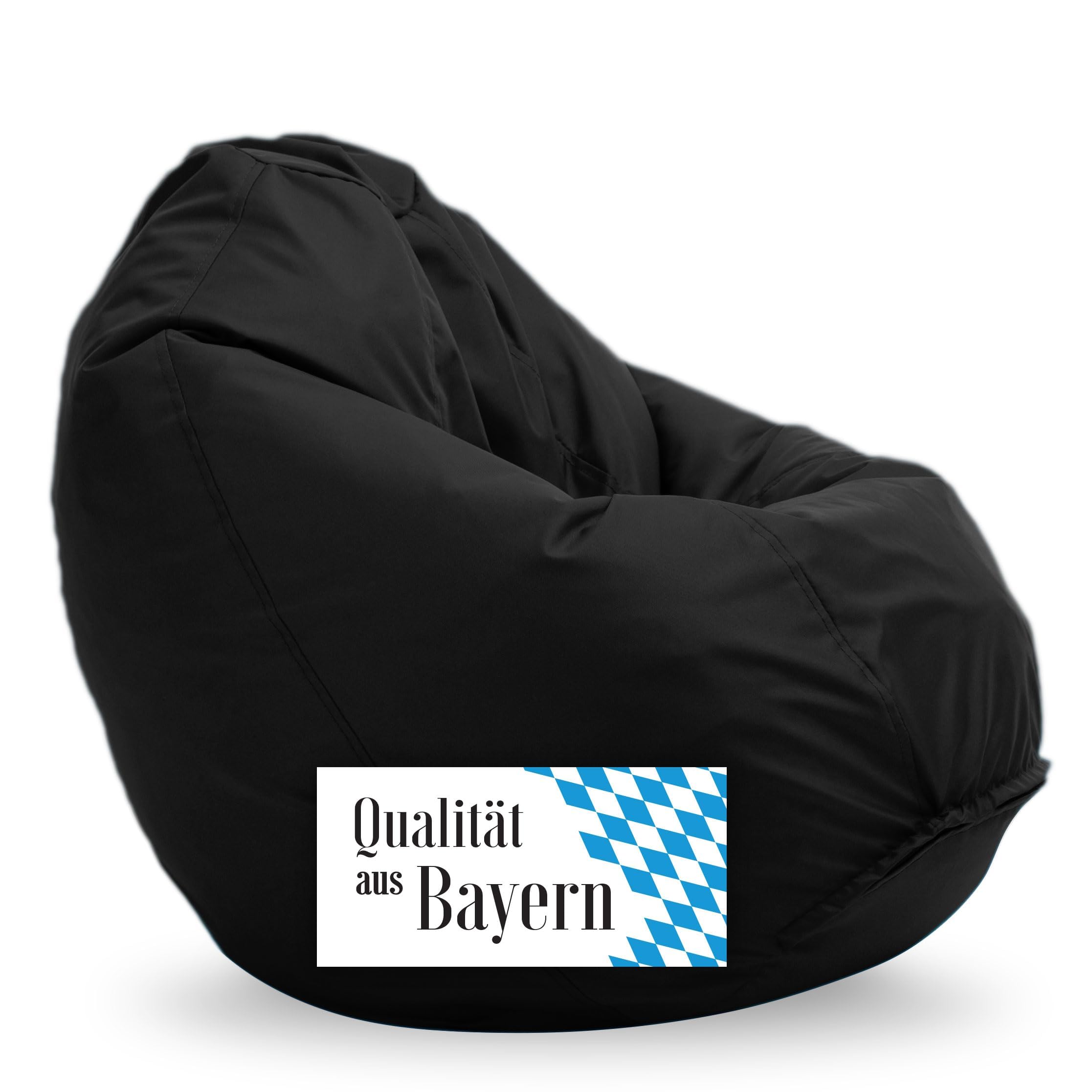 Bruni Kinder-Sitzsack Classico S in Schwarz – Sitzsack mit Innensack für Kinder, Abnehmbarer Bezug, lebensmittelechte EPS-Perlen als Bean-Bag-Füllung, aus Deutschland