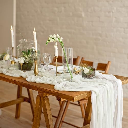 Miniatura 5 de 3 paneles de tela para arco de boda, 30 x 32 pies, cortinas blancas para arco de boda para ceremonia, cortinas de tela de gasa para decoración de