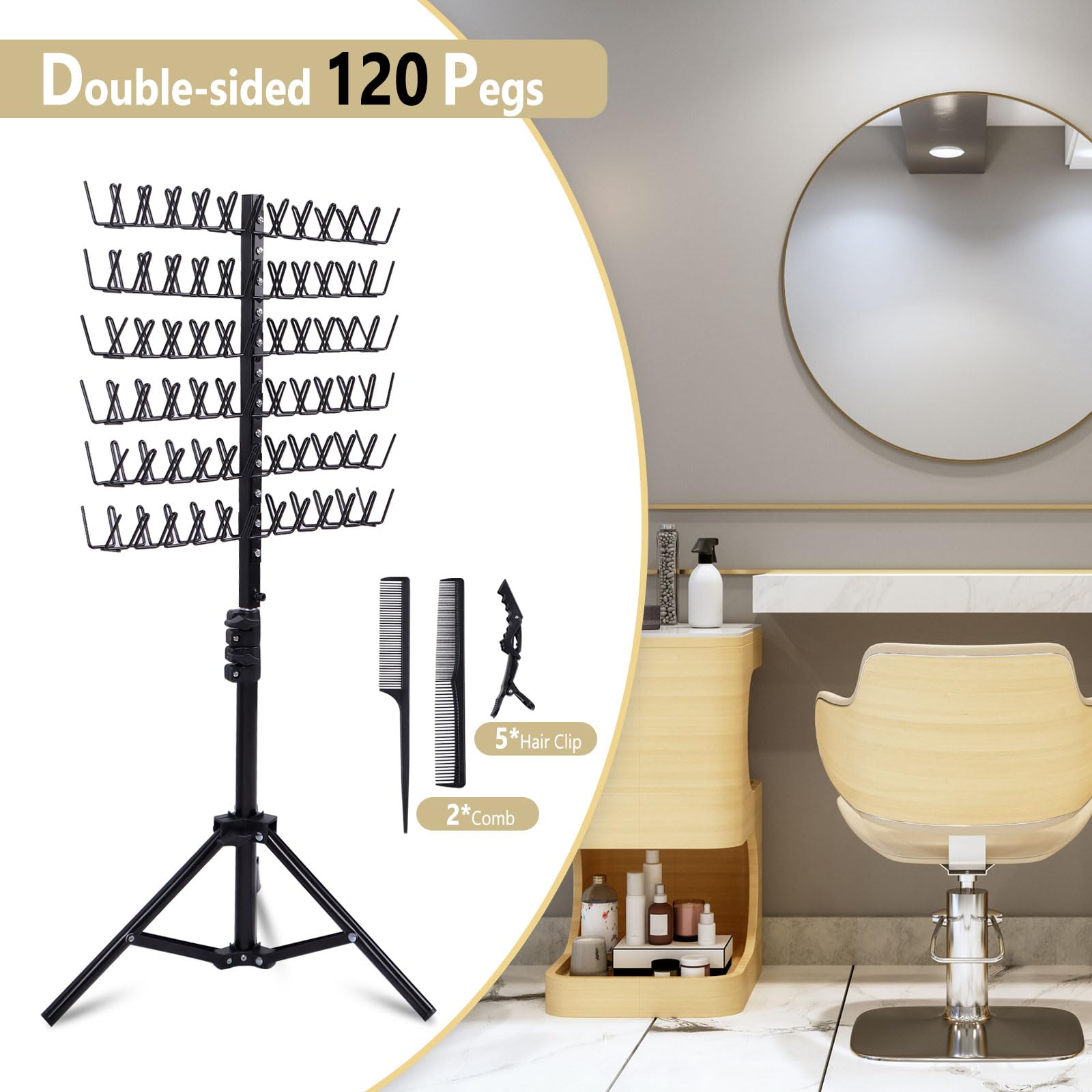 Adjustable Braiding Hair Rack 280 Pegs, 2-Sided Braid Rack For Hair Braiding, | UK