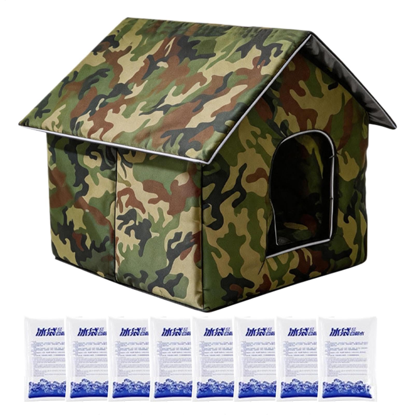 Abri climatisé pour chat à triples couches isolantes et blocs de glace intégrés