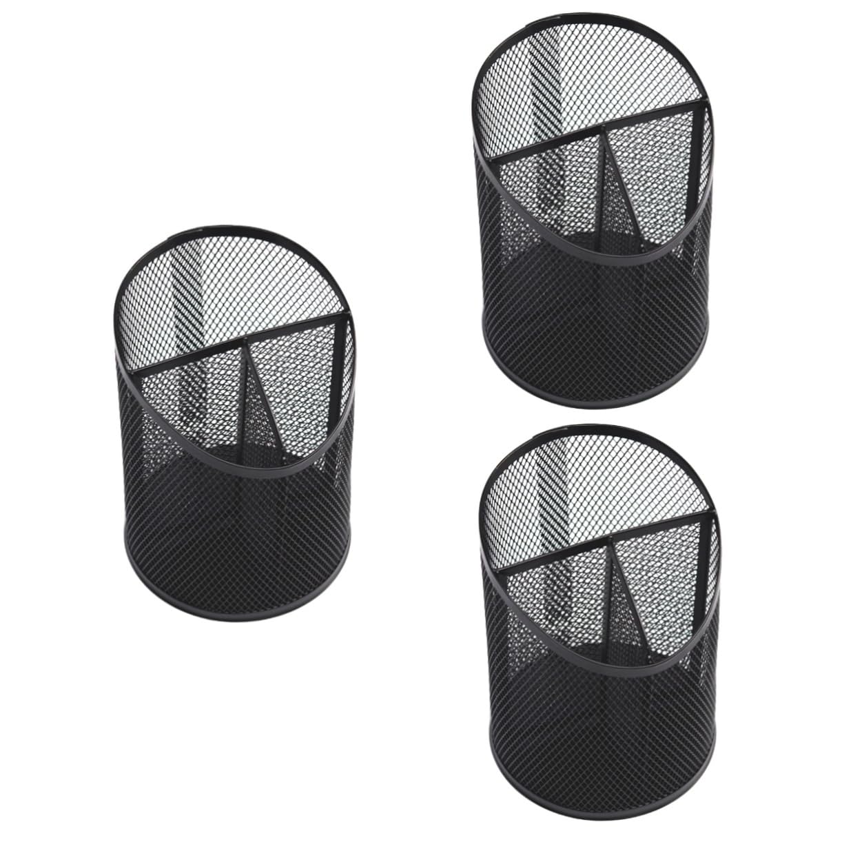 VILLCASE 3piezas Portalápices De Metal Negro Para Escritorio Organizador De Lápices y Bolígrafos Contenedor Decorativo y Para y