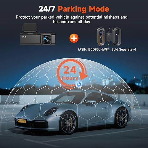 Miniatura 8 de Cámara de tablero frontal y trasera, 4K+1080P cámara de tablero de doble canal para automóviles con visión nocturna, mini cámara para automóvil con