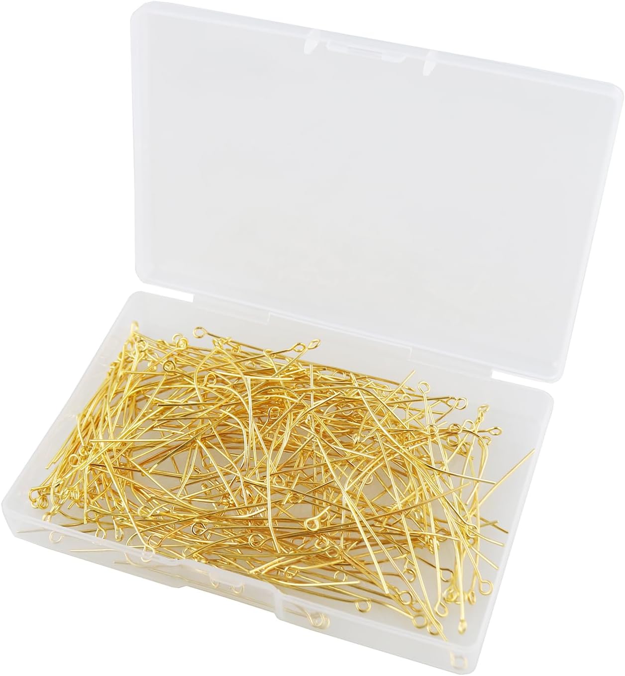RLECS 300PCS 0.7mm Gold Mini Metal Wire Eyelets 1 Inch DIY Beading Needle Suitable for Earrings Necklaces Bracelets Hair Accessories Pendants