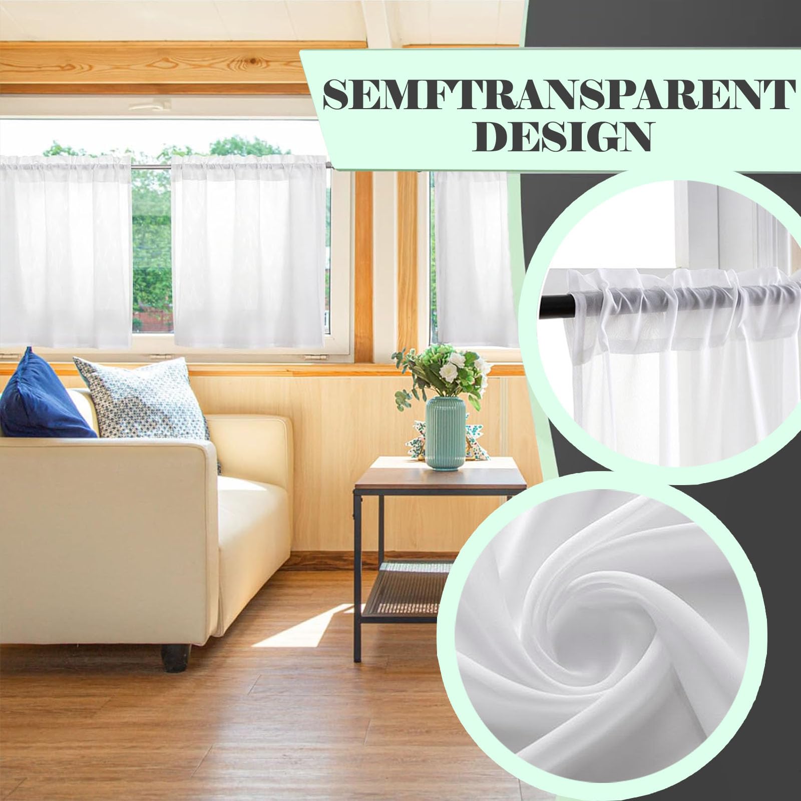 Tende 2 Pannelli Trasparenti In Voile Con Passanti Morbidi Finestre Per Camera Da Letto E Soggiorno 140x215 Cm Beige 53796399