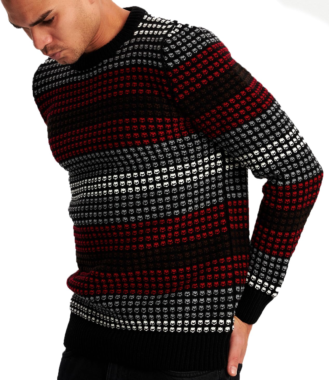 Leif Nelson men's knitted jumper with round collar, chunky knit jumper men's sweater for winter, round neck, slim fit, long sleeve, long sleeve, crew neck LN20760