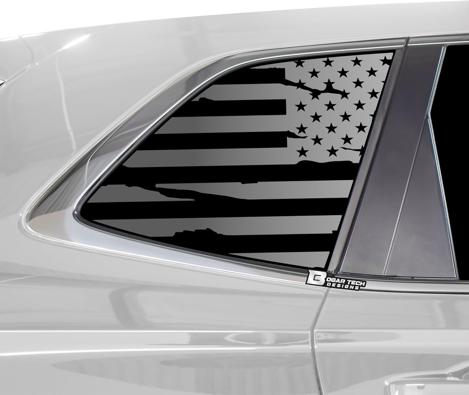 BOGAR TECH DESIGNS Precut Quarter Window American Flag Vinyl Decal Sticker Compatible with Honda CR-V 2023-2025, Matte Black
