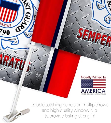 Miniatura 2 de Bandera de coche de la Guardia Costera de los Estados Unidos Semper Paratus Bandera para Carros Decoración de Automóvil, Decoración del Día de los
