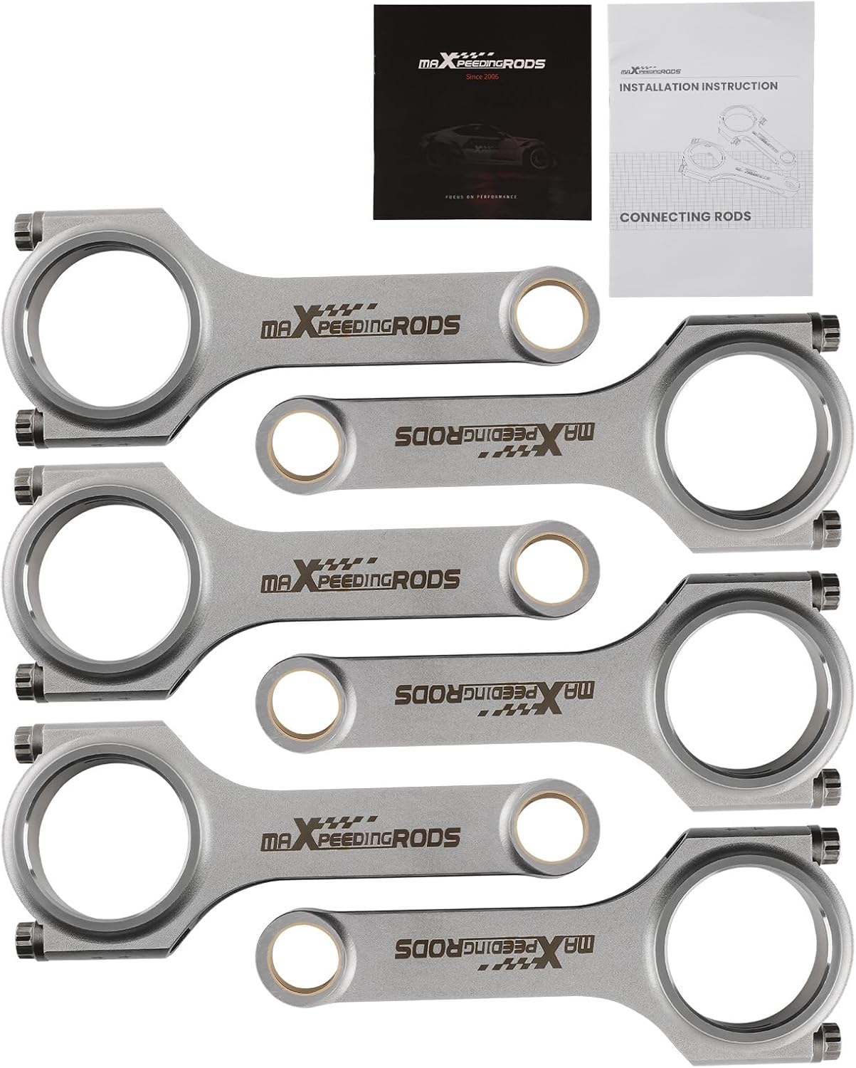 maXpeedingrods 6PCS Forged Connecting Rods for BMW N54B30 with ARP 2000 3/8" bolts for for BMW 1 Series E82 Coupé 135i for 3 5 7 Series