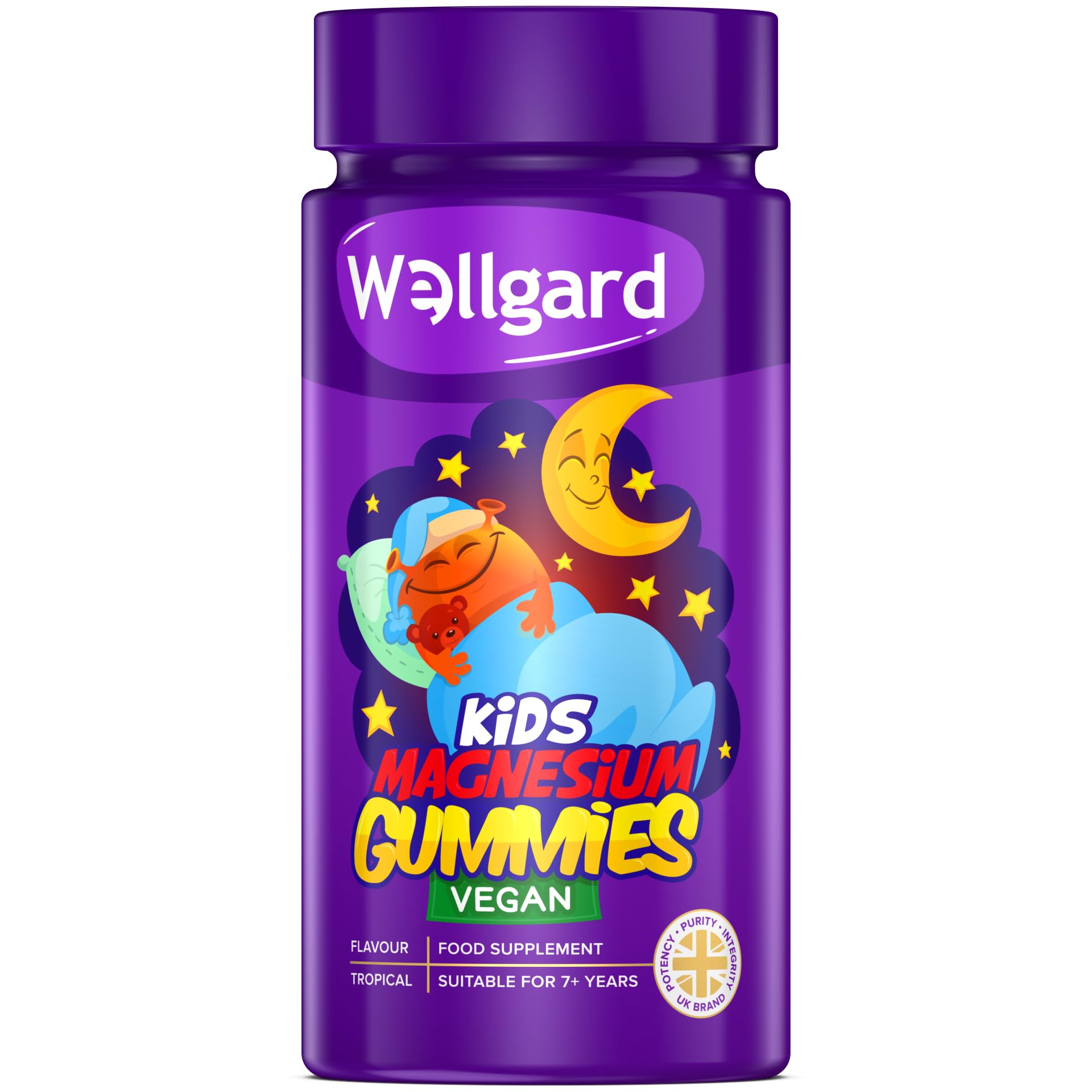 Wellgard Vegan Kids Magnesium Gummies – Delicious Gummies for Energy, Electrolyte Balance, Bones, Muscles & Better Quality of Sleep