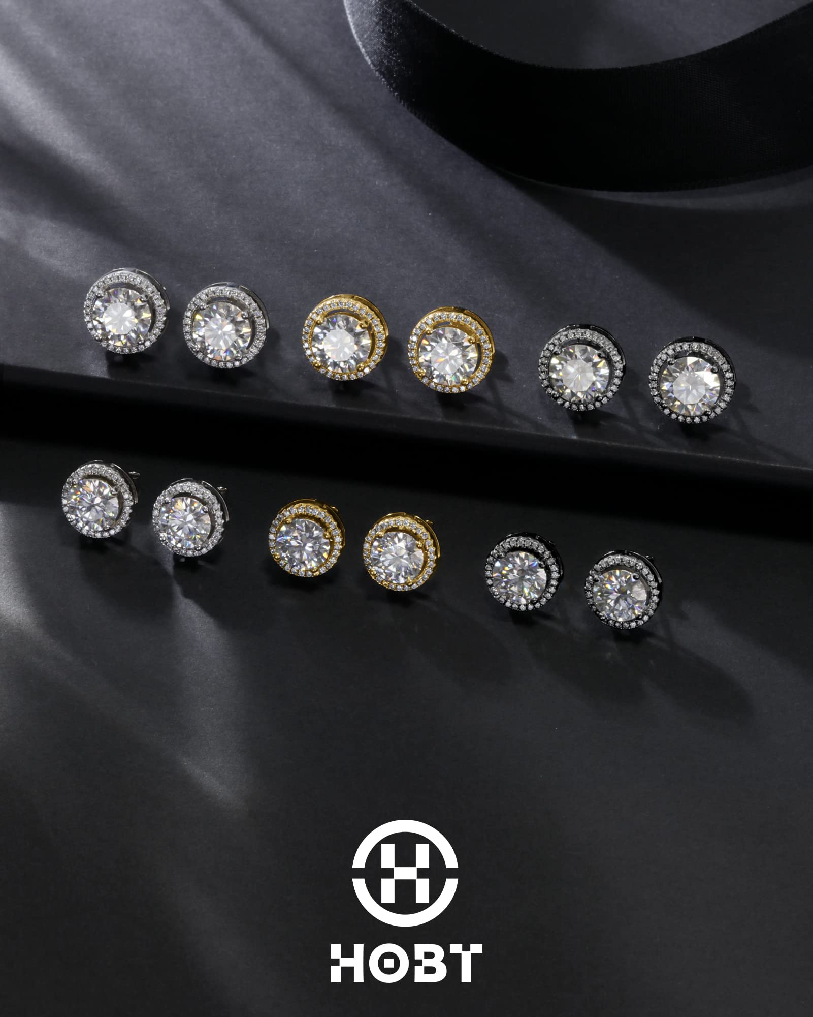 Pendientes de tuerca para hombre, aretes de moissanita de 2 quilates y 3 quilates con certificado de autenticidad, plata de ley 925, regalos de cumpleaños, San Valentín, joyería de boda