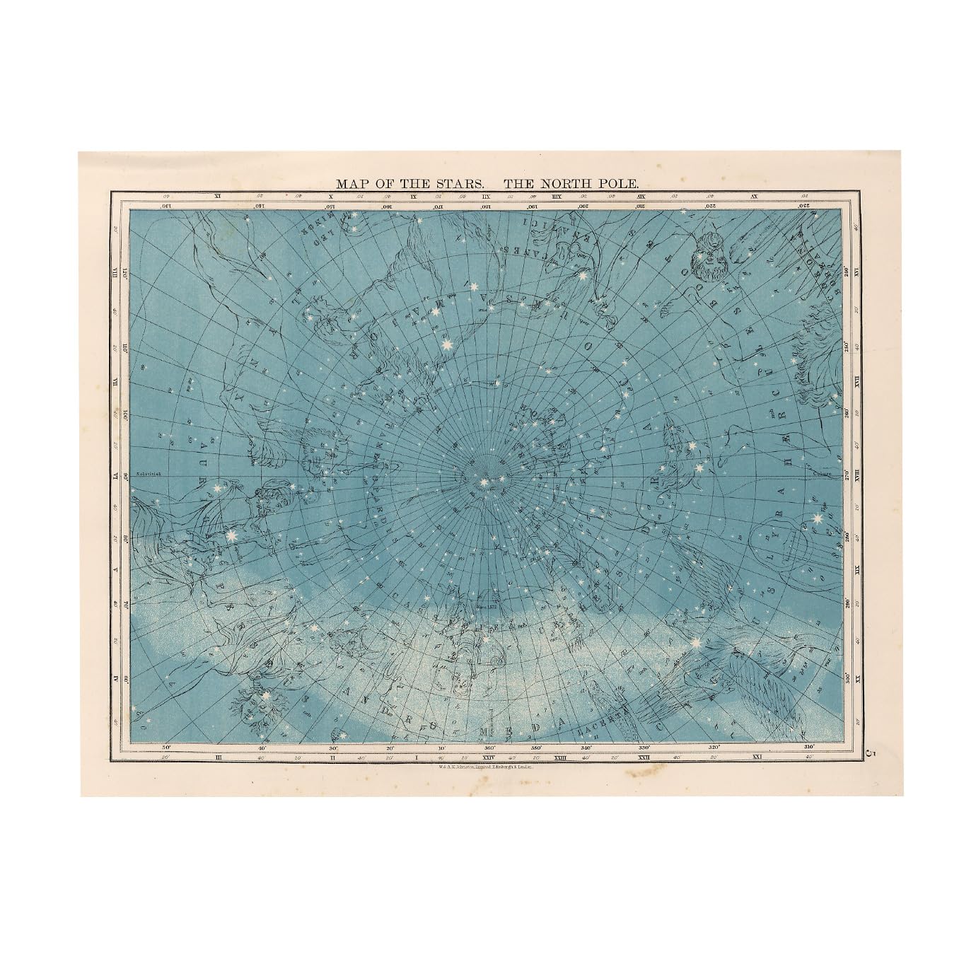 Make Em Laugh Beige, Blue, And Black Astronomy Poster - North Pole Star Map - 11X14 White Semi-Gloss Print