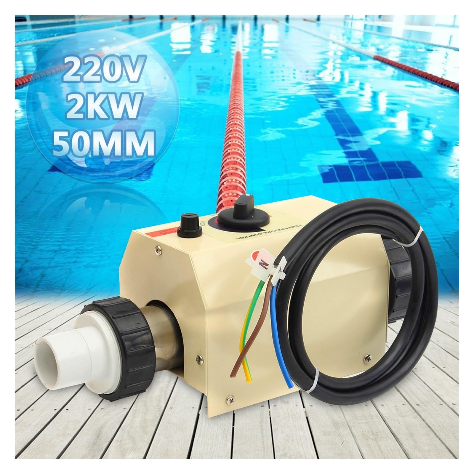 CUDTAPI Pool Heater 3KW/2KW Swimming Pool & SPA Hot Tub El Ectric Water Heater Thermostat Pool Heat Pump(2KW)