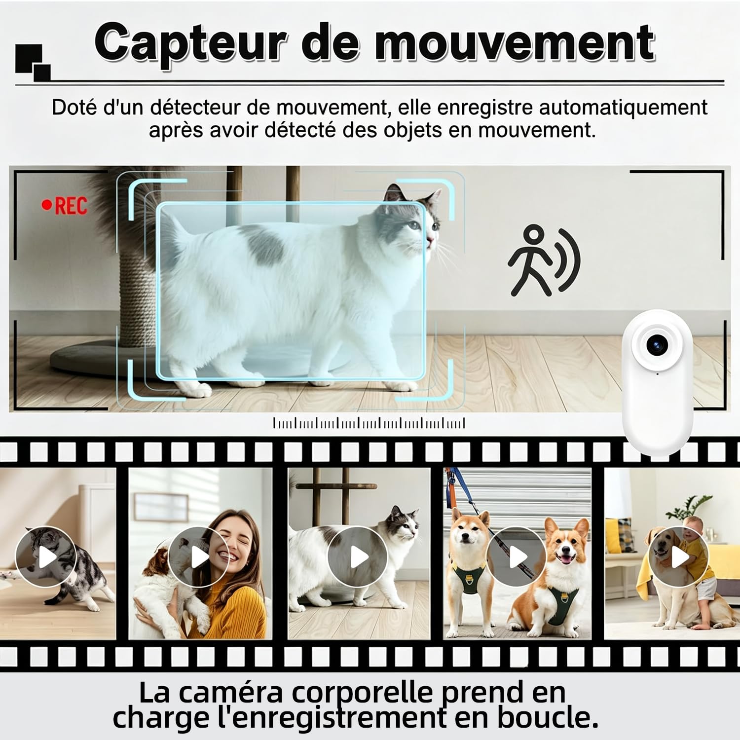 Caméra Mini 1080P, caméra Sport Portable avec 128 Go de Stockage, boîtier de Charge magnétique, POV en Taille Poing, Support magnétique, pour Le vlogging, Enregistrement Quotidien en Voyage