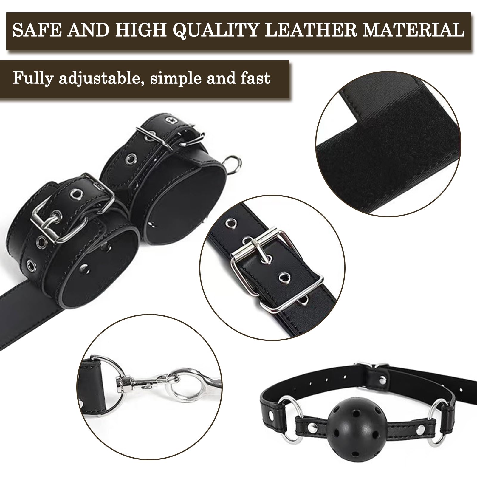 BDSM Bondage le Dos avec et Accessoires de Bondage Réglables,crochet anal bouchon buccal masque pour les yeux,Sex Toys Erotiques Set Adultes Toy
