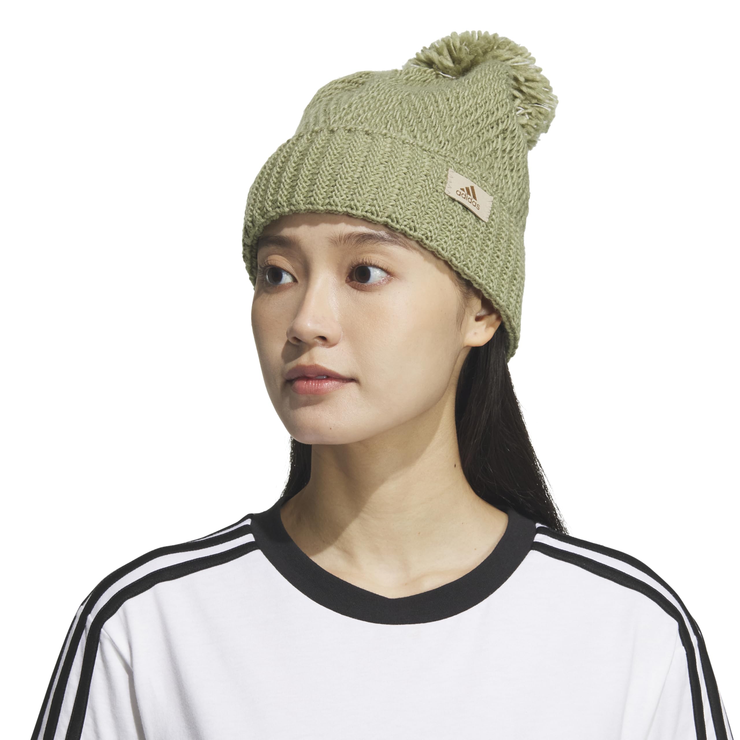 adidas Damska czapka z pomponem, czapka zimowa z pomponem, zielony namiot/lniana zieleń/zmierzch, rozmiar uniwersalny, zielony namiot/zielony lniany/Twilight, Rozmiar uniwersalny