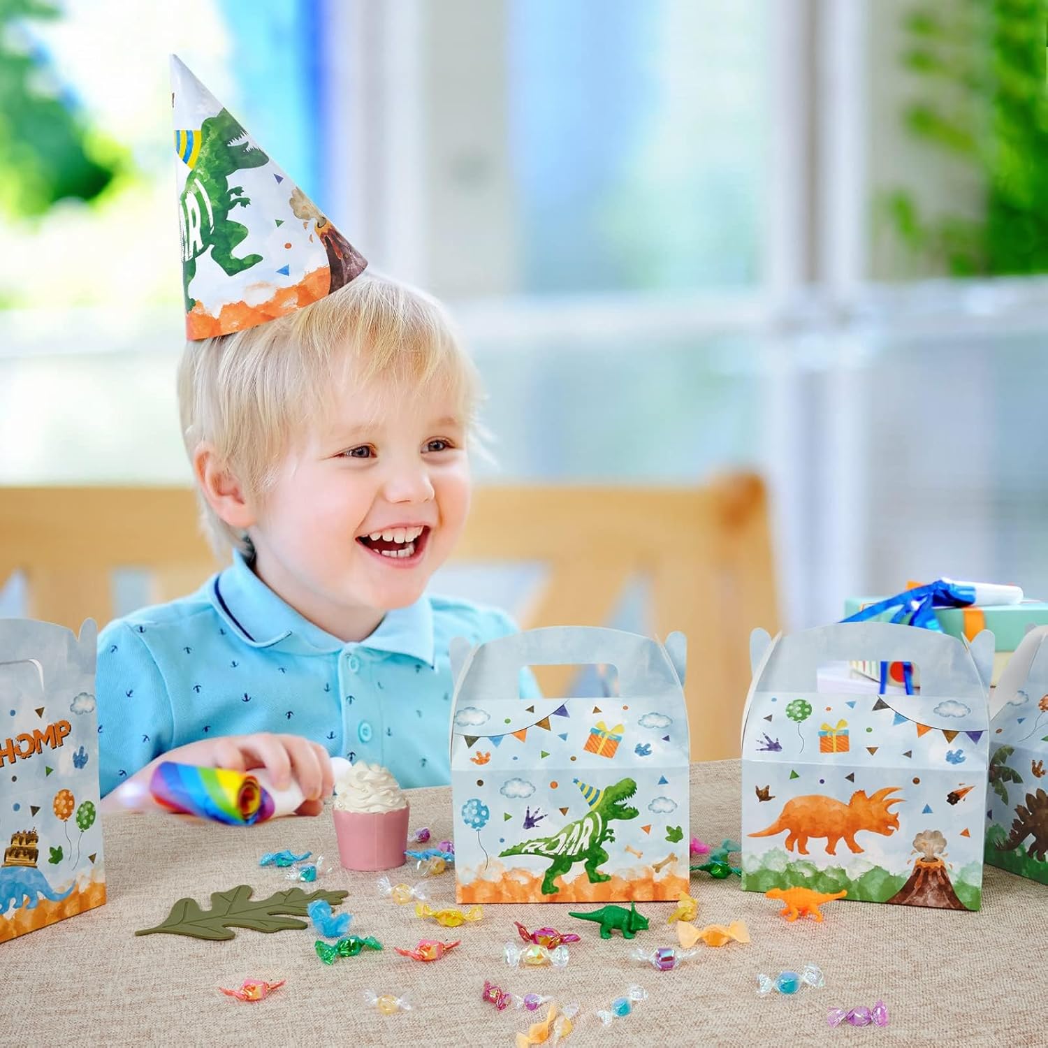 WERNNSAI 12 Pack Dinosaur Party Boxes - Dinosaur Birthday Decorations Dinosaur Party Favor Boxes for Kids Boys Girls Watercolor Candy Gift Box for Dino Theme Birthday Baby Shower Supplies - Image 5