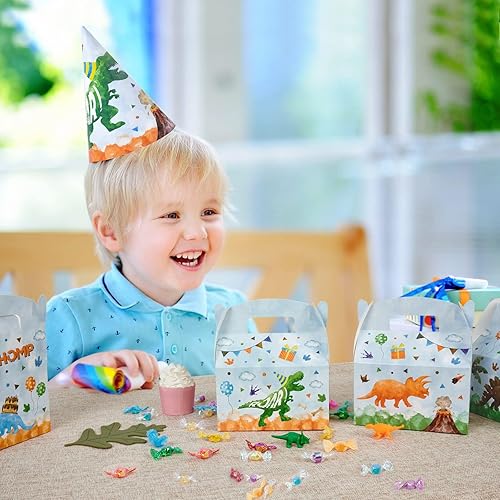 Miniatura 5 de WERNNSAI Paquete de 12 cajas de fiesta de dinosaurios, decoraciones de cumpleaños de dinosaurios, cajas de recuerdo de fiesta de dinosaurios