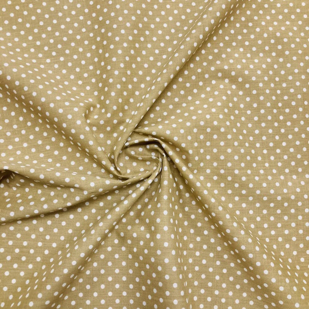 Polycotton 4mm Spot Fabric 44" Wide 112cm (Per Metre) (Beige)
