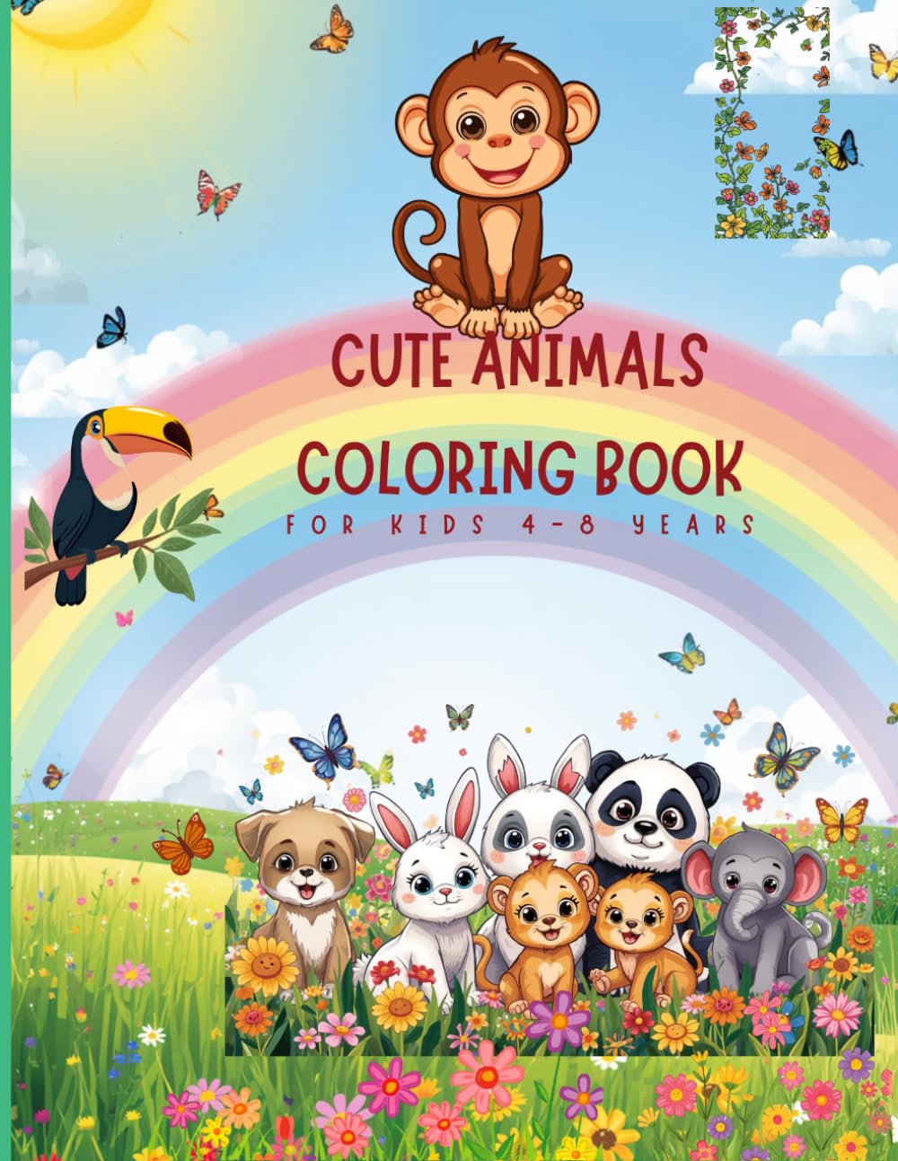 Cute Animals Coloring book for Kids: Cute Animals Coloring Book for Kids Ages 4-8: Fun and Easy Animal Coloring Pages for Boys and Girls