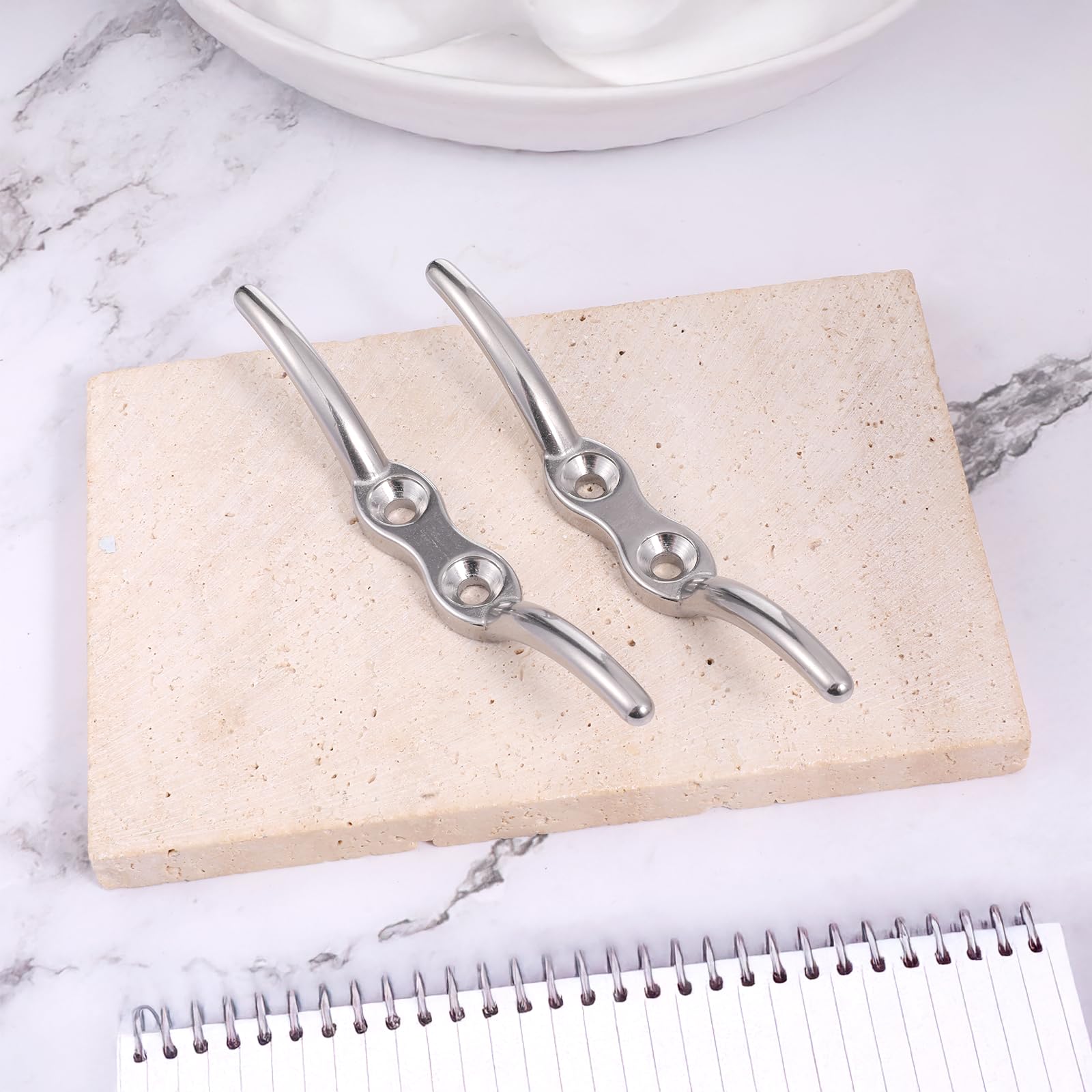 2 Pcs Marine Hardware Rope Cleat, 4 Inch Stainless Steel Dock Cleats Heavy Duty Rope Cleat Marine Stainless Deck Boat Cleats with Mounting Screws for Deck, Kayaks, Nautical Decor