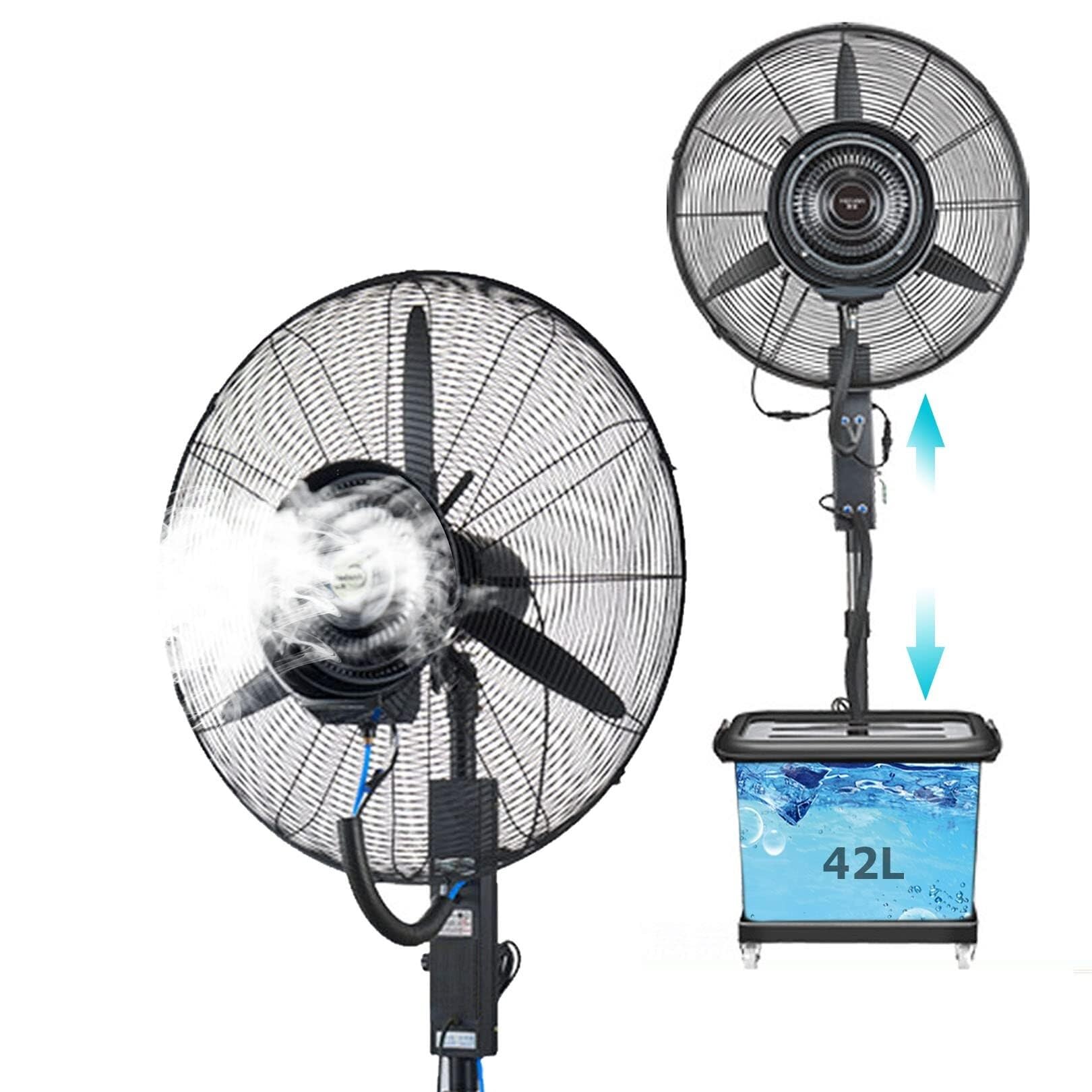 JKJZSALJ Outdoor Misting Fan,90°Oscillating Pedestal Fan With Mist,3 Cooling Speeds,42L Water Tank,Ideal For Patio,Restaurant,Garage,Gym