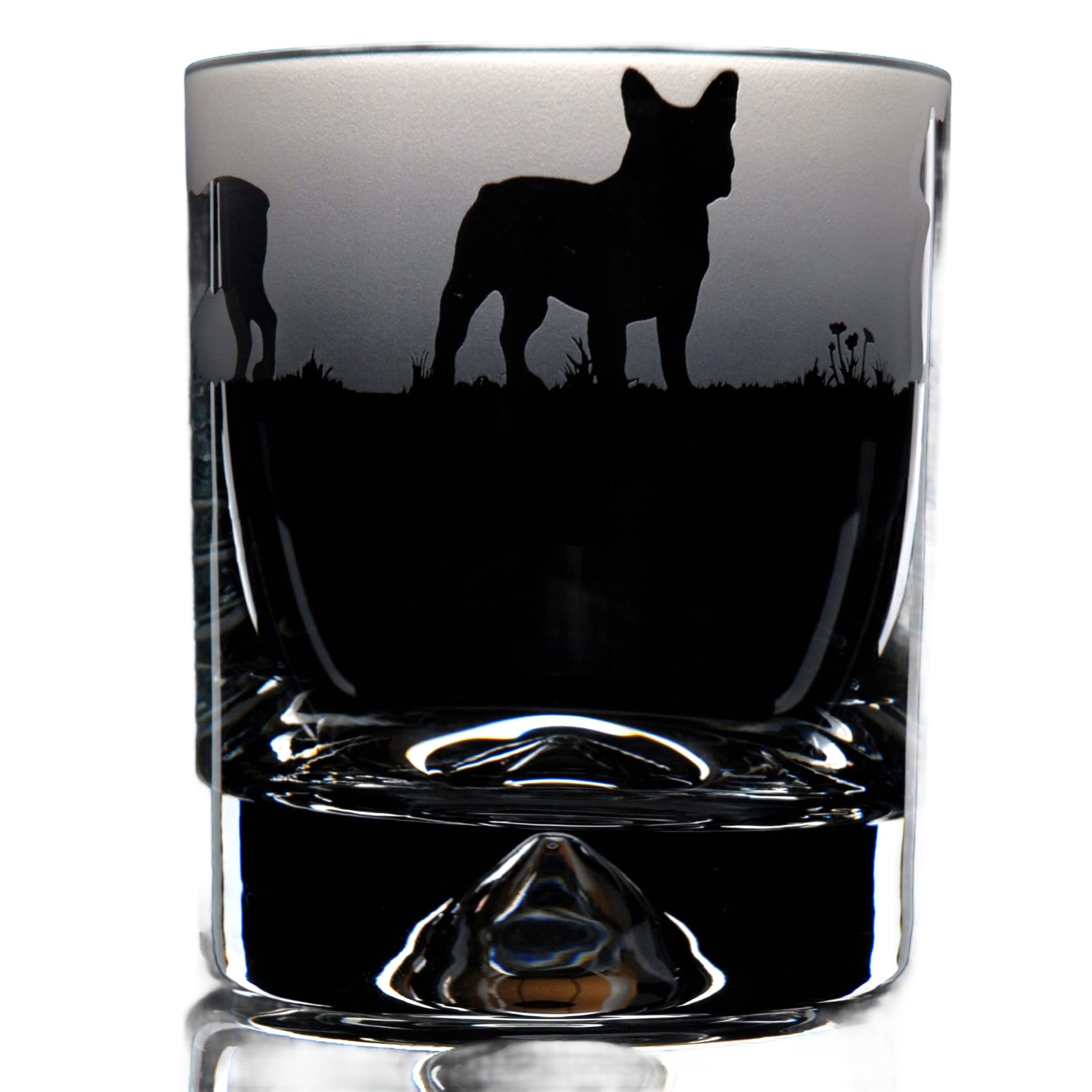 GLYPTIC Glass Art French Bulldog Dog Frieze Hand Etched/Engraved Whiskey Tumbler Glass — image 1