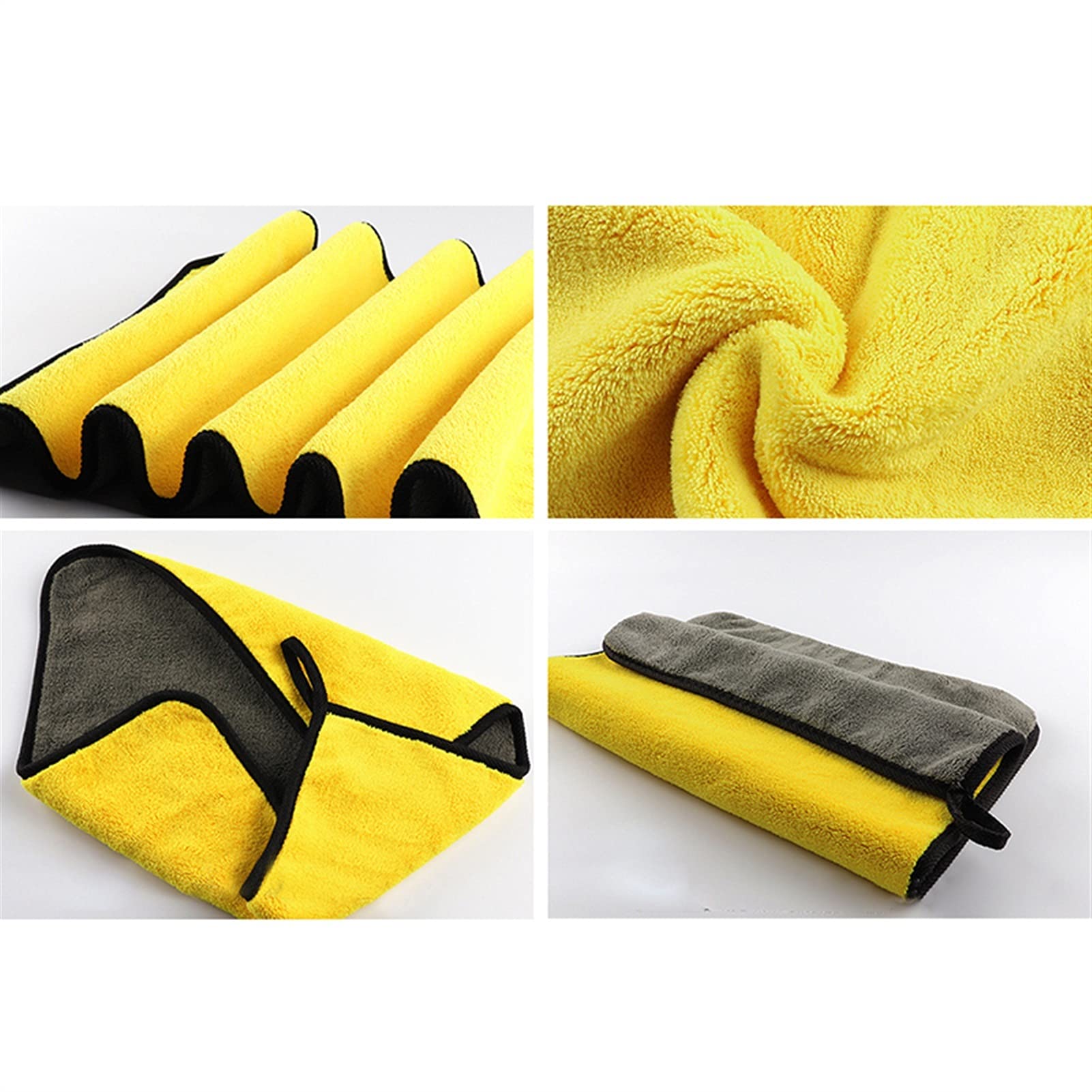 suchy ręcznik Myjnia samochodowa Ręcznik z mikrofibry Czyszczenie samochodu Suszenie Ściereczka Hemming Ręcznik do mycia samochodu Auto Detailing Ręczniki (Materiał: 30X40cm) (Żółty 30X40cm)