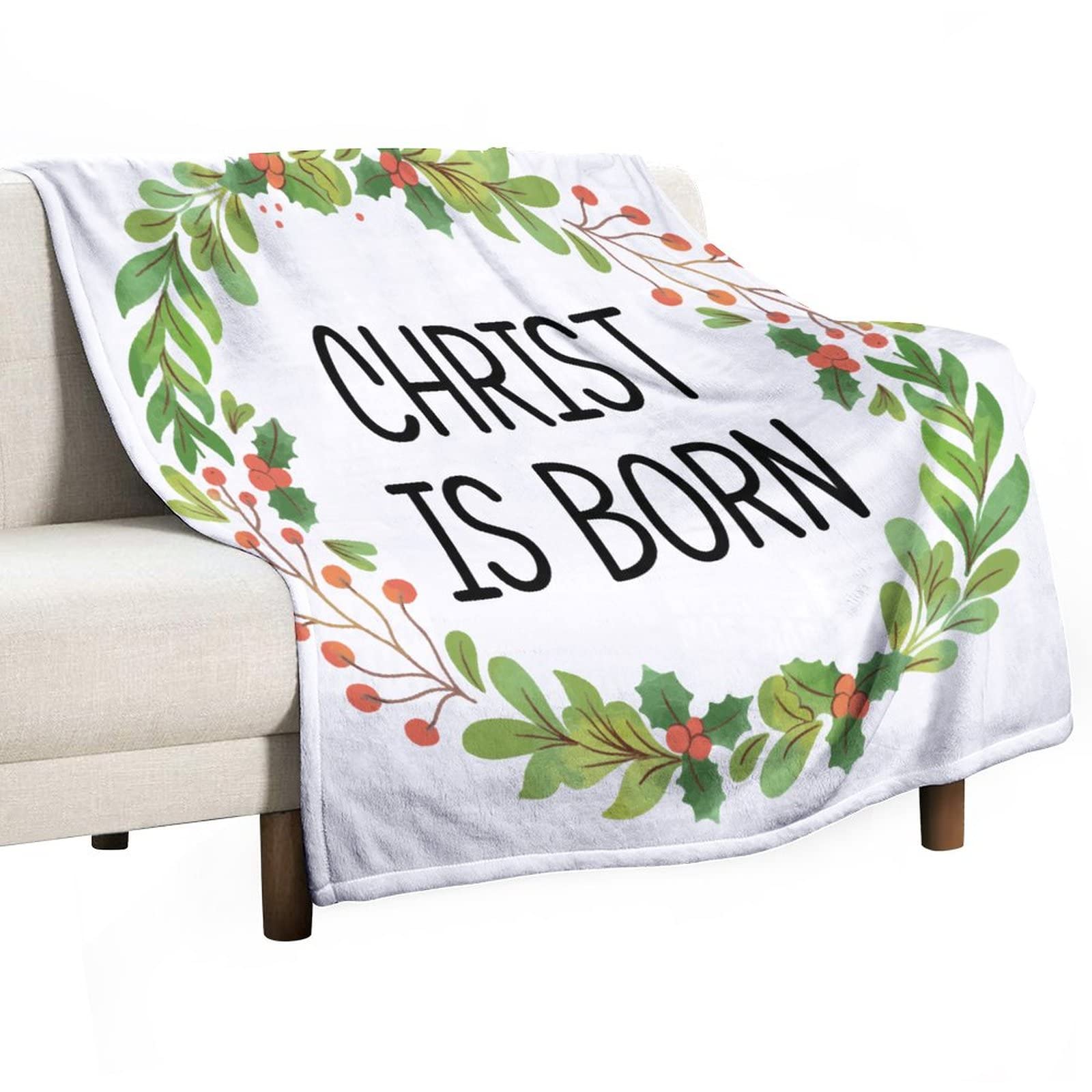 Couverture flanelle Noël Christ Is Born plaid polaire chaud jeté de canapé 130x150