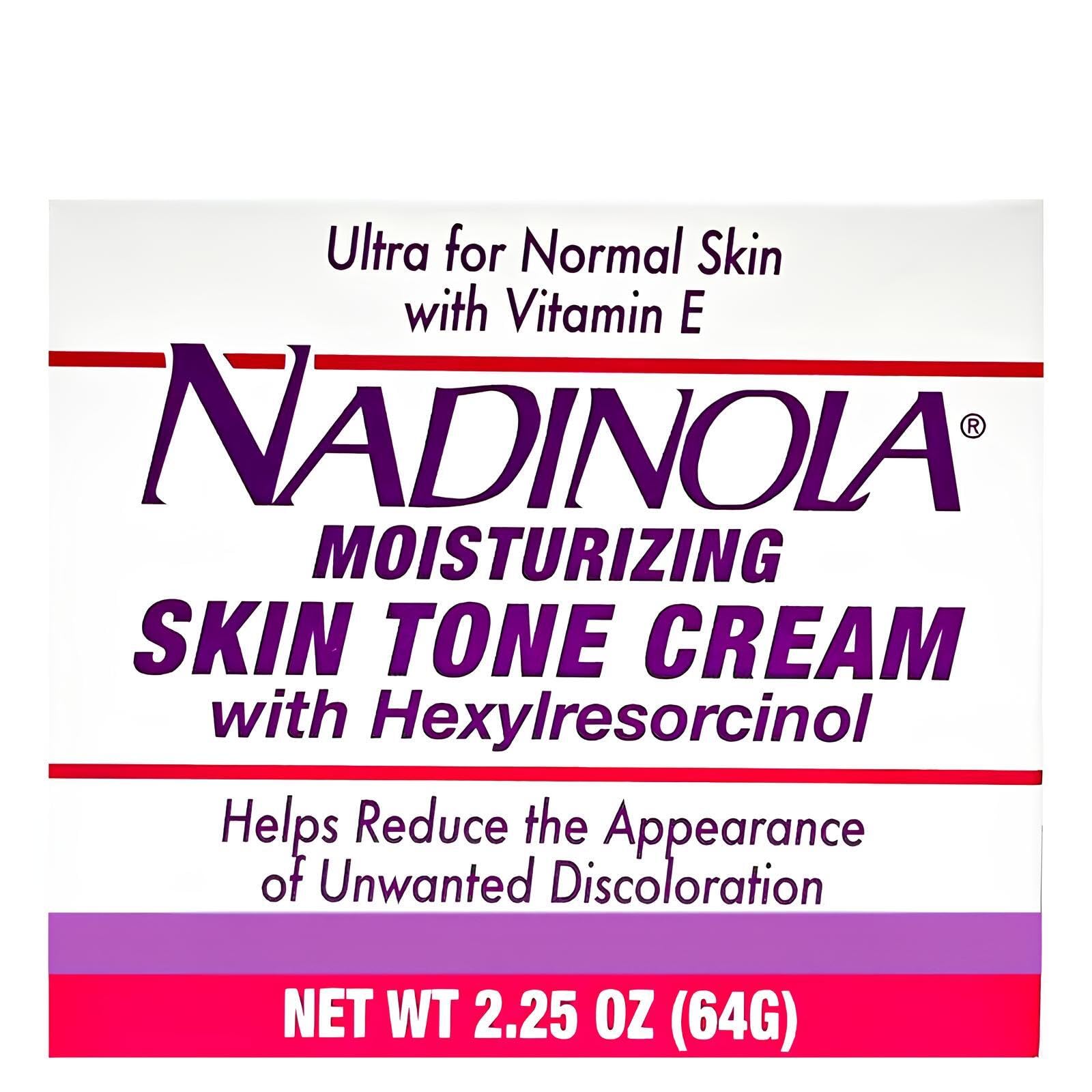 Nadinola Moisturizing Skin Tone Cream with Vitamin E and Hexylresorcinol, Helps Reduce Unwanted Discoloration 2.25 Oz