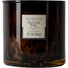 Votivo Clean Crisp White Tortoise Scented Candle | 22.7 oz Soy Wax Blend | Luxurious Cotton Scent | Decorative Home Decor Tortoiseshell Pattern | 100 Hour Burn Time