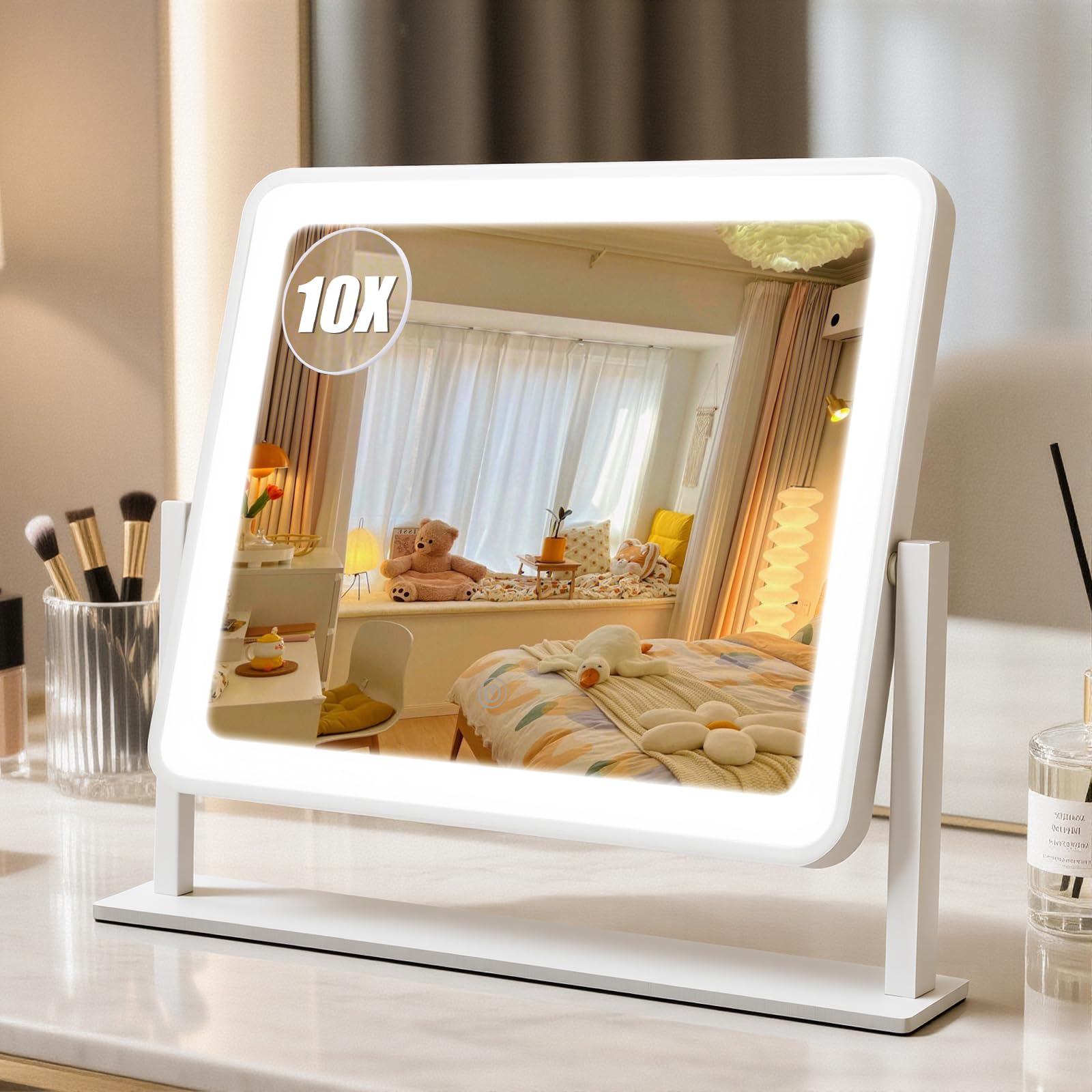 Miroir de maquillage LED pour corriger les défauts d'éclairage avec miroir grossissant