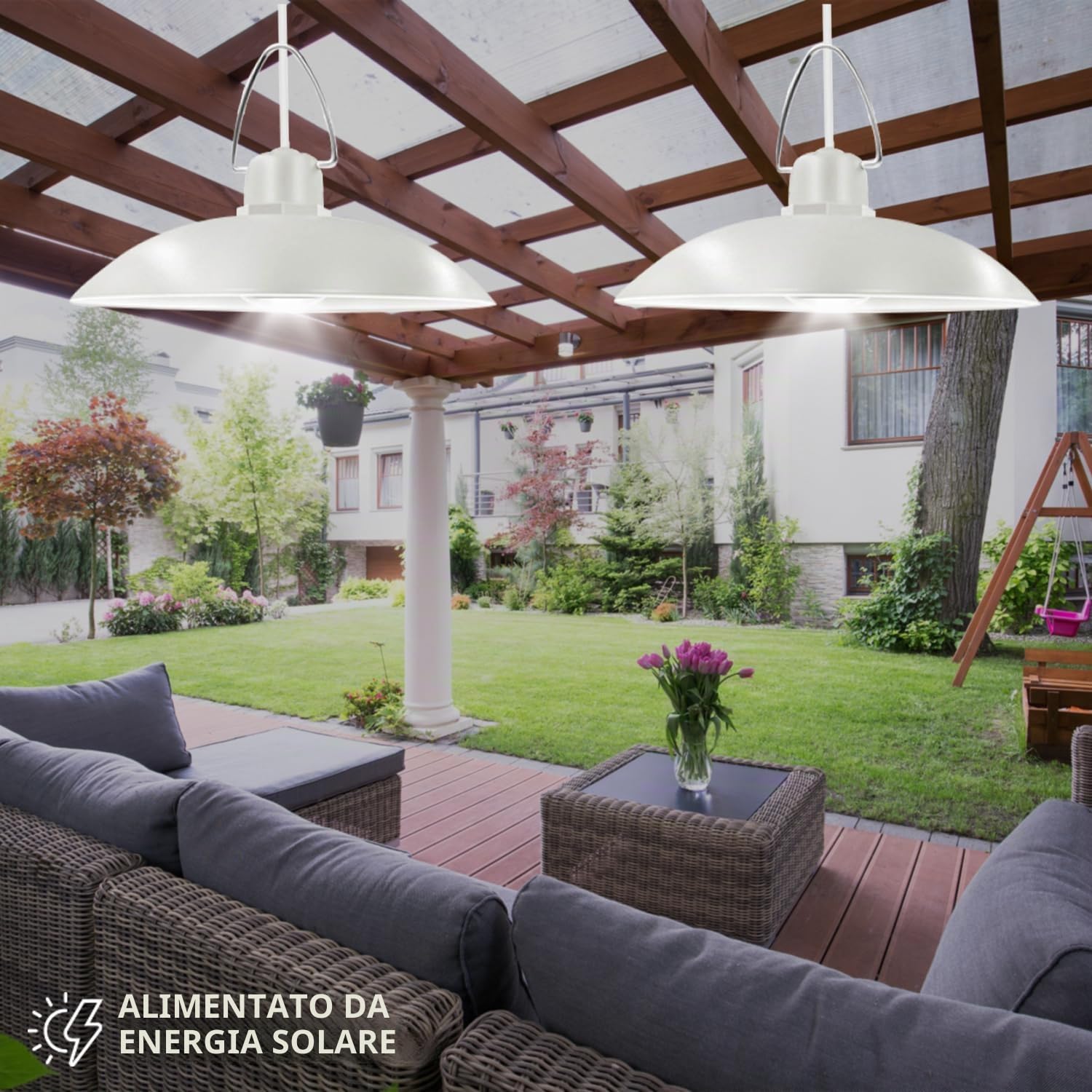 FOREVER Luce LED solare Sunari FLS-80 Doppia 6W 520lm 4500K 5500mAh Li-Io ideale per il giardino e il garage.