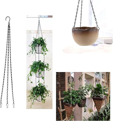 Miniatura 4 de Paquete de 10 cadenas colgantes decorativas de 22.4 pulgadas, cadenas de gancho para comederos de pájaros, macetas, linternas, campanillas de