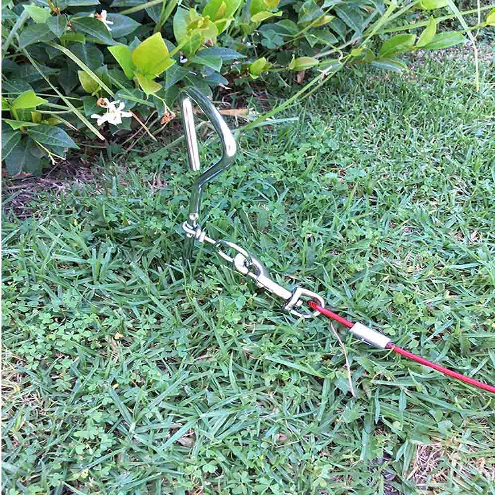 Vetrineinrete® Picchetto a Spirale con Cavo guinzaglio palo con Corda per Cani 4 mt da Giardino M63