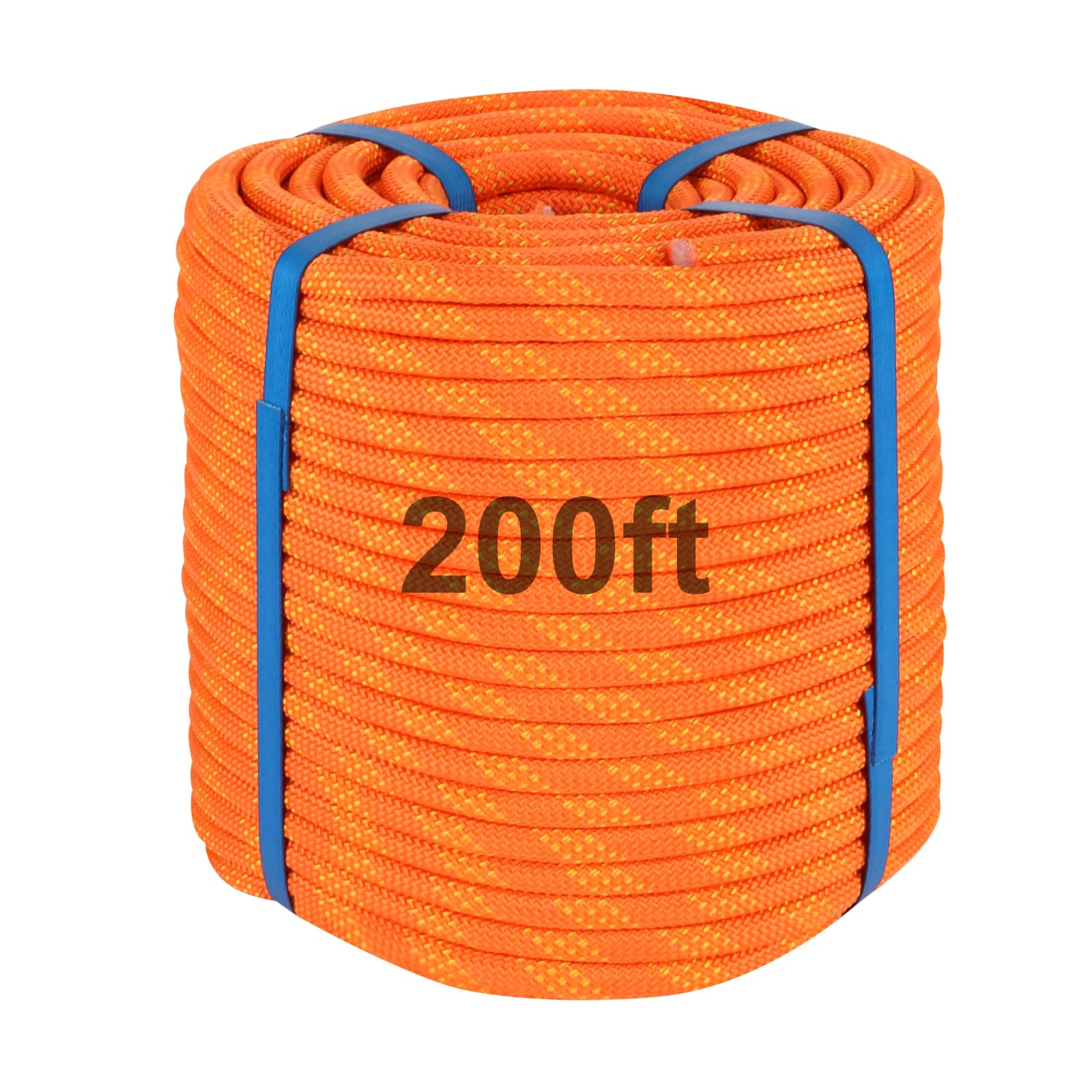 Cuerda de escalada de 200 pies, cuerda de arborista resistente, cuerda de aparejo de nailon para trabajos en árboles, toro (naranja)