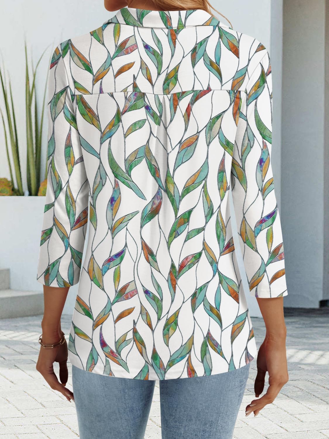 3/4 Length Sleeve Womens Tops Dressy Casual V Neck Polo Shirts Business Work Blouses 2025 Trendy Tunic Top - Image 4