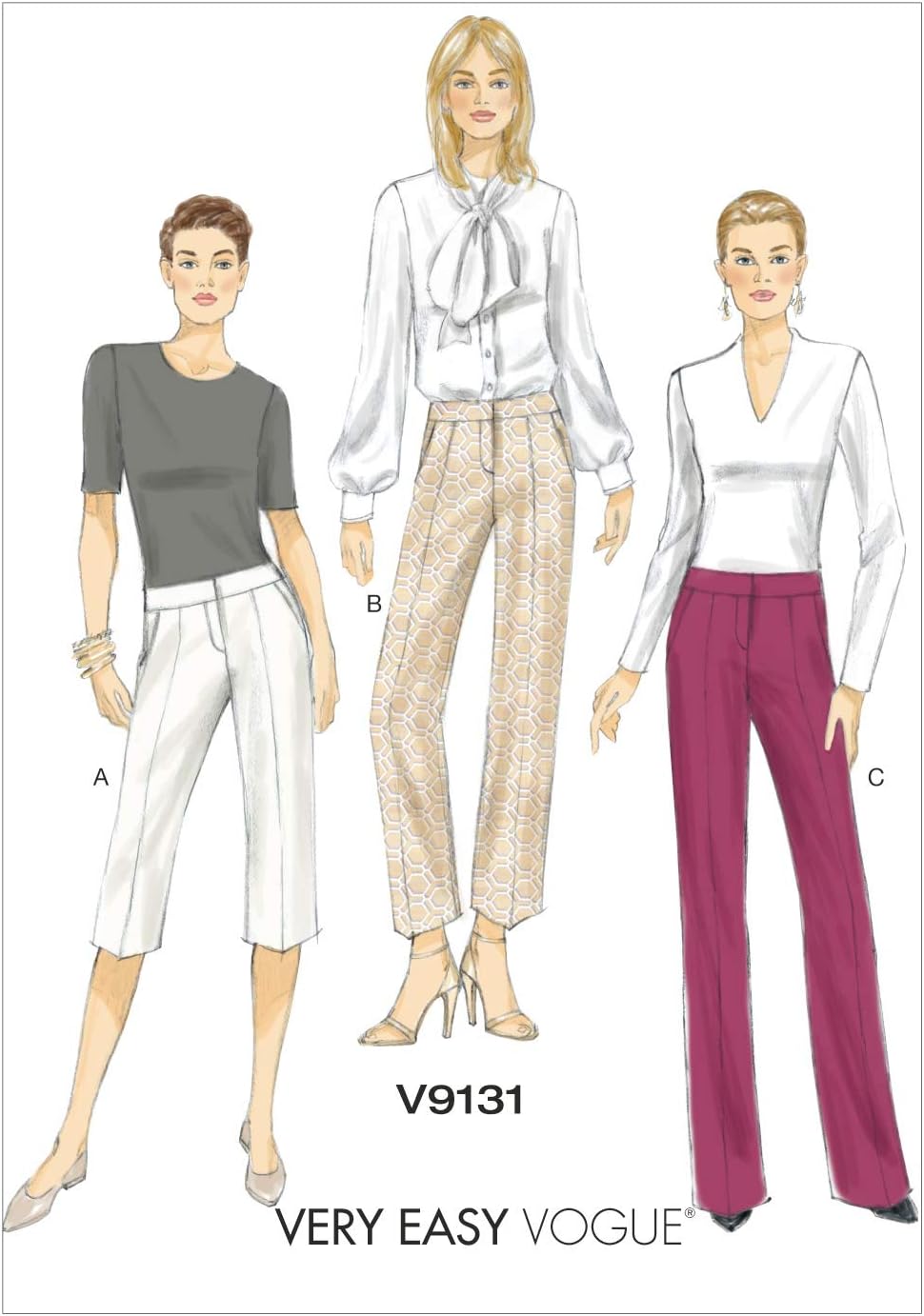 VOGUE PATTERNS V9131 Misses' Shorts and Pants, Size A5 (6-8-10-12-14)