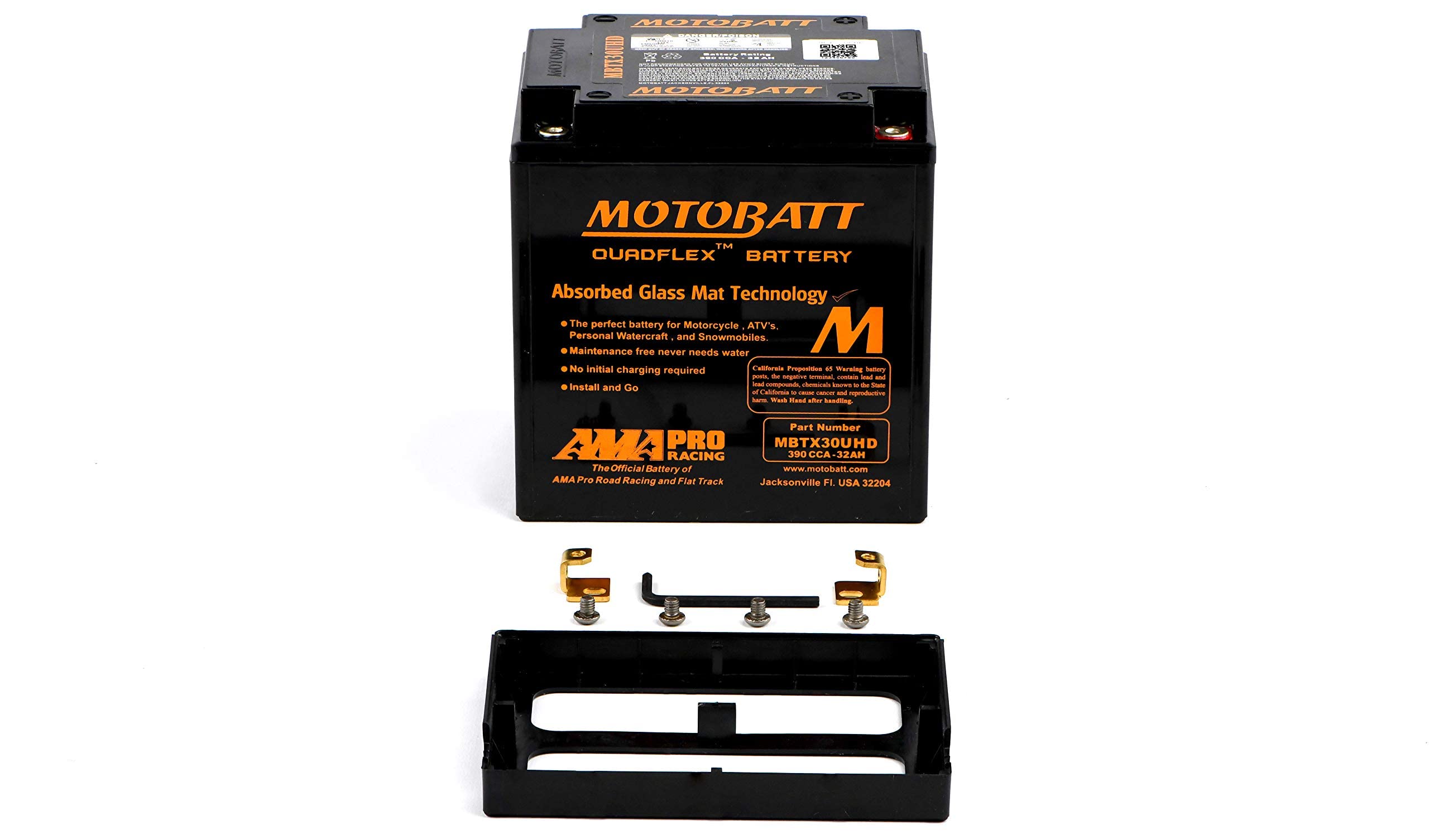 Batteria moto Motobatt MBTX30UHD (53030 Y60-N30L-A) - Senza manutenzione - 12 V 32 Ah - Dimensioni: 166 x 126 x 175 mm compatibile con ULTRANAUTICS Sea Flash 800 1989-1992