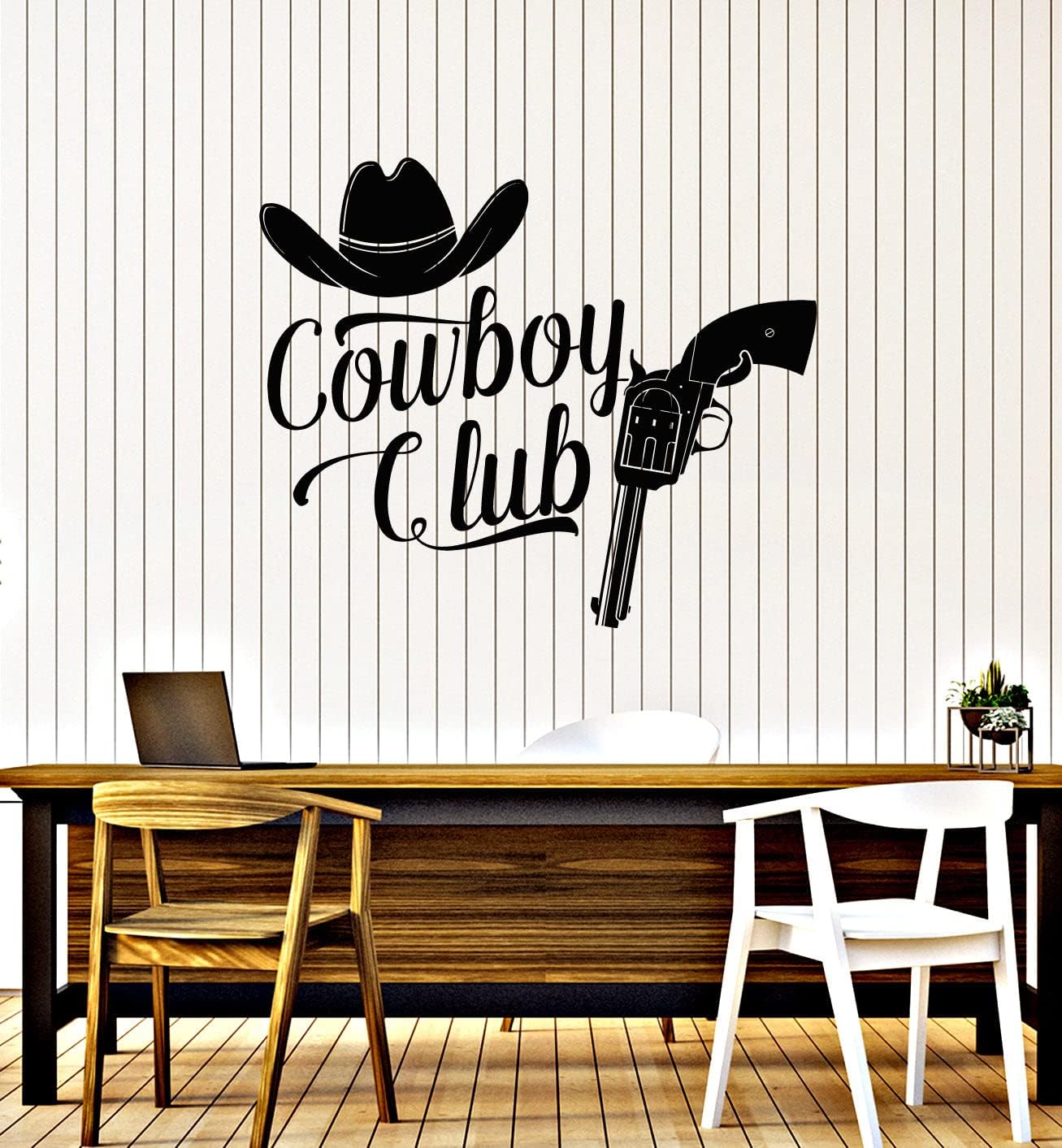 Vinyl Wall Decal Guns Hat Cowboy Club Wild West Cab Western Texas Stickers Mural Large Decor (g6544) Black