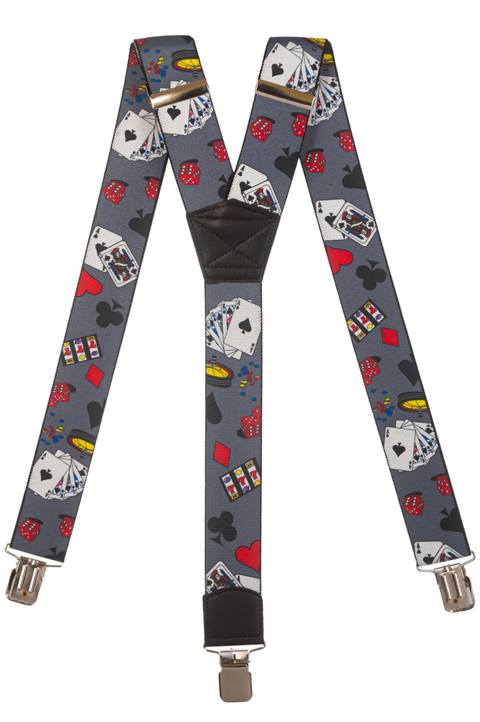 Olata Men's Heavy Duty Printed Y-Shape Braces/Suspenders, 4cm - Gambling